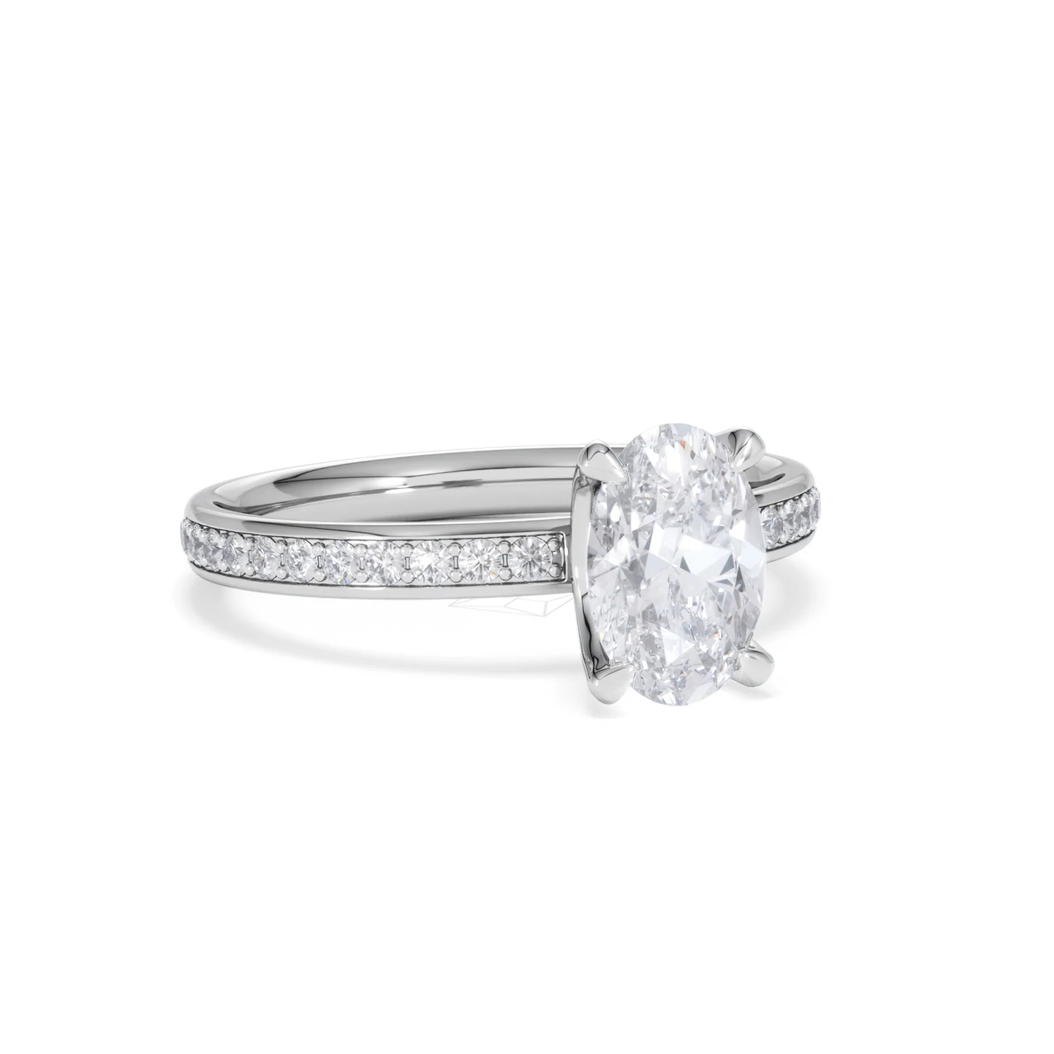Origin 1.25ct Oval Cut Lab Diamond Solitaire Engagement Ring with Side Stones in 18K White Gold - Image 12