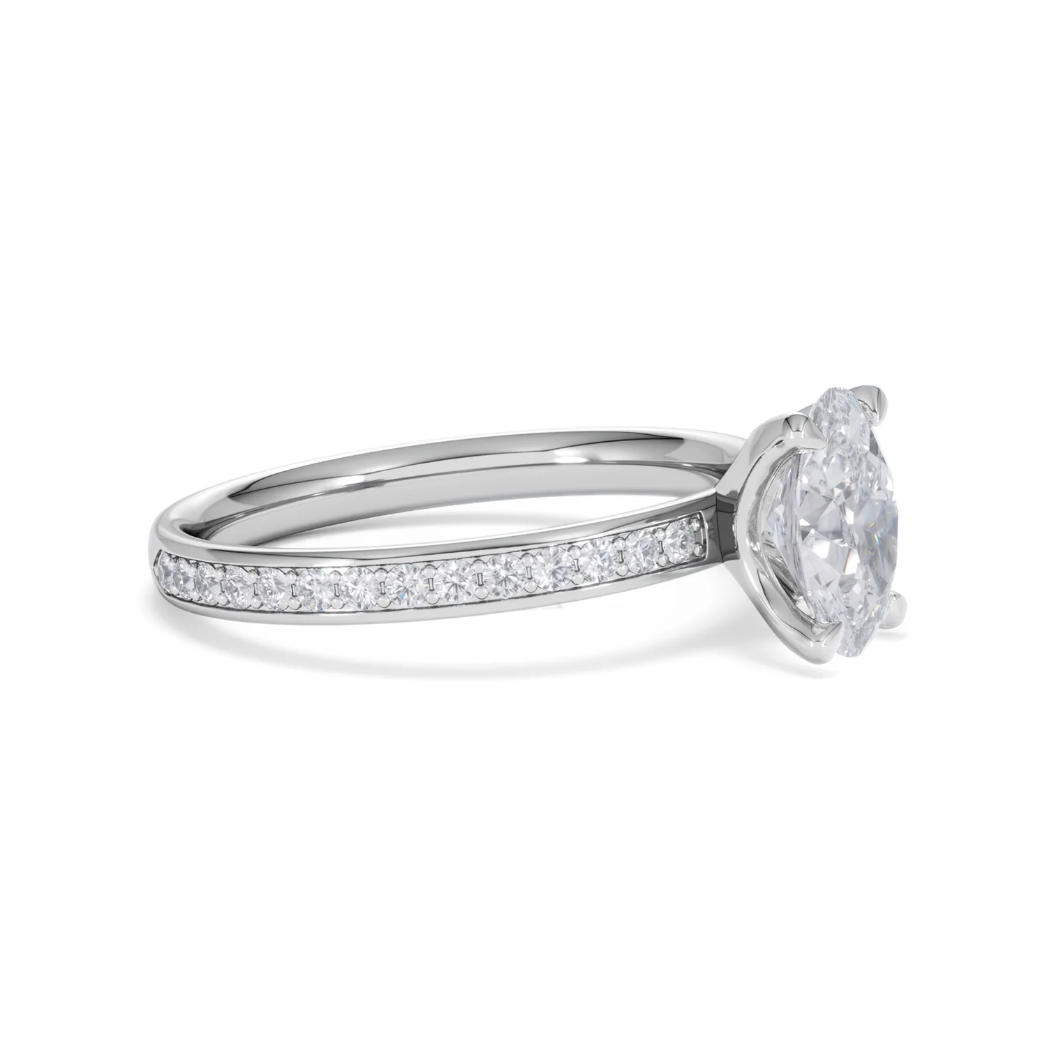 Origin 1.25ct Oval Cut Lab Diamond Solitaire Engagement Ring with Side Stones in 18K White Gold - Image 20