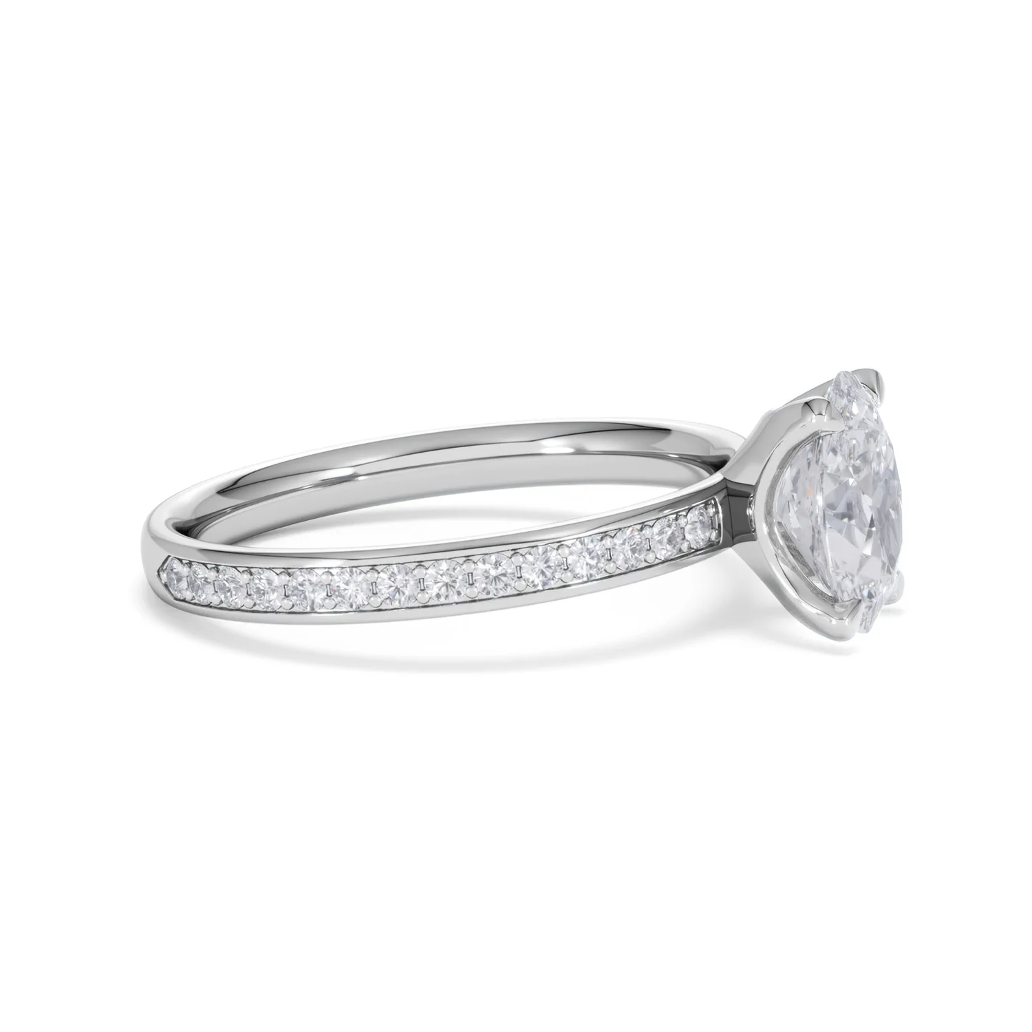 Origin 1.25ct Oval Cut Lab Diamond Solitaire Engagement Ring with Side Stones in 18K White Gold - Image 22
