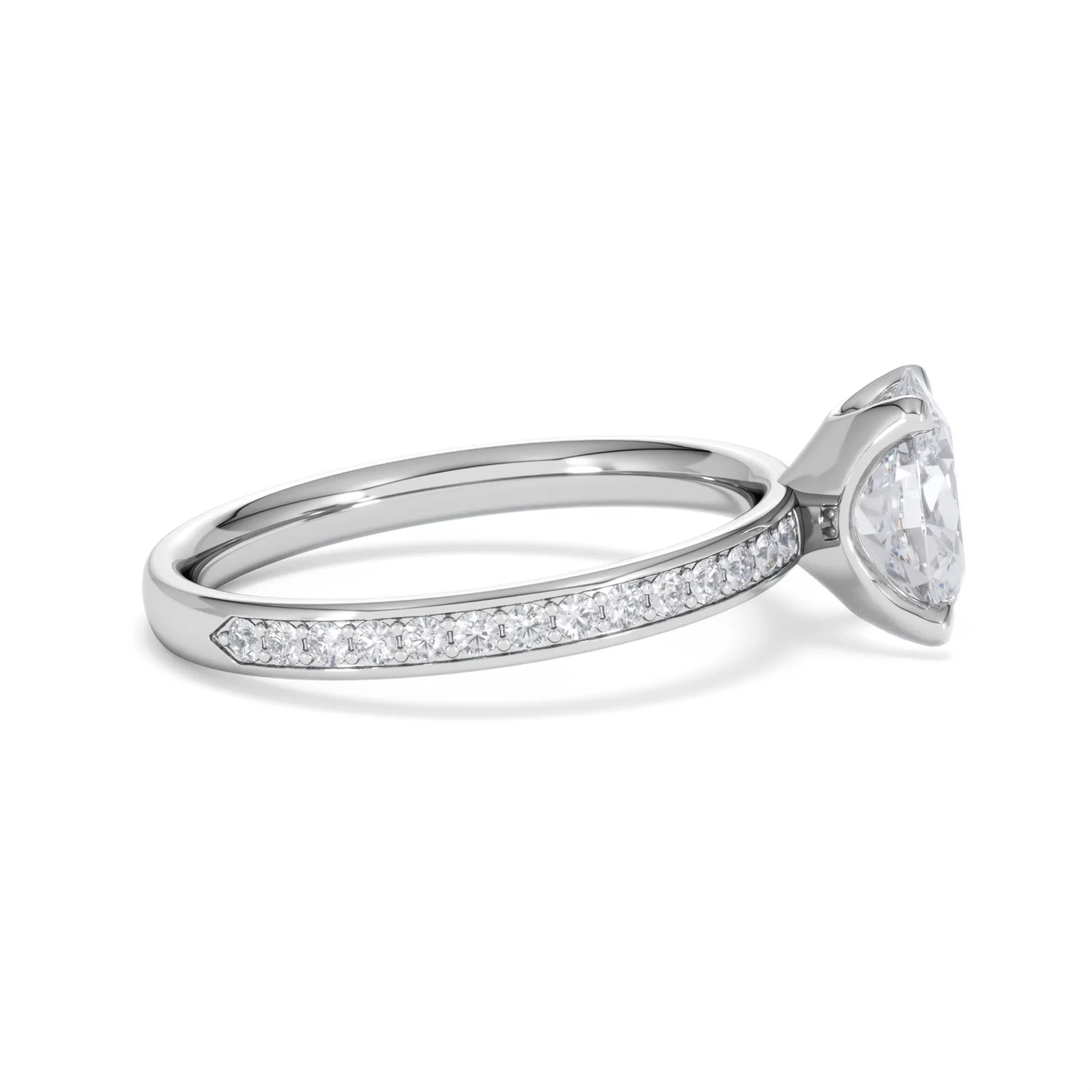 Origin 1.25ct Oval Cut Lab Diamond Solitaire Engagement Ring with Side Stones in 18K White Gold - Image 26