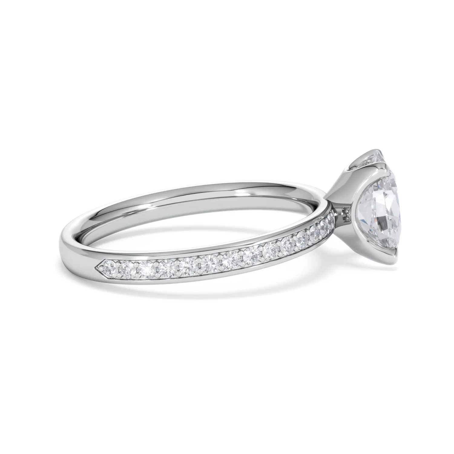 Origin 1.25ct Oval Cut Lab Diamond Solitaire Engagement Ring with Side Stones in 18K White Gold - Image 27