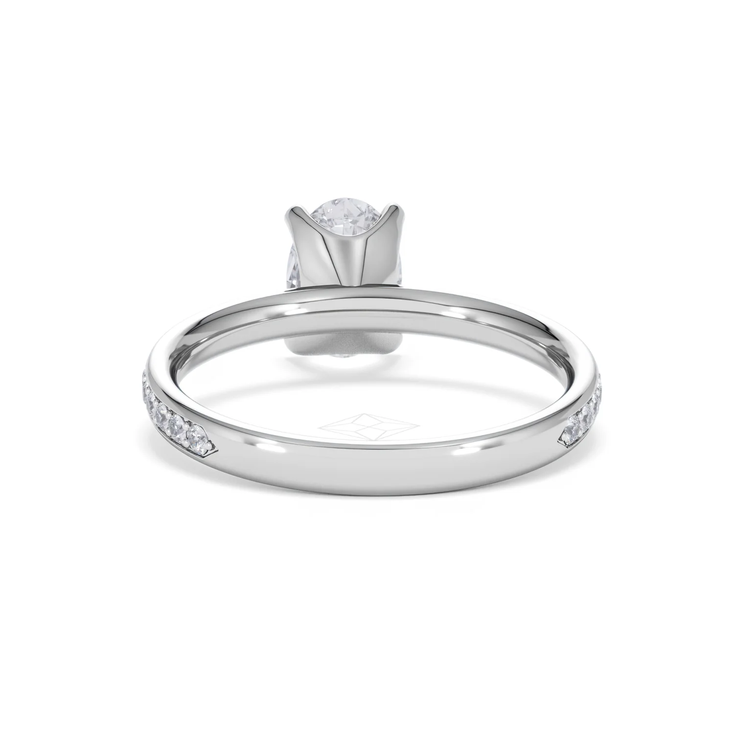 Origin 1.25ct Oval Cut Lab Diamond Solitaire Engagement Ring with Side Stones in 18K White Gold - Image 48