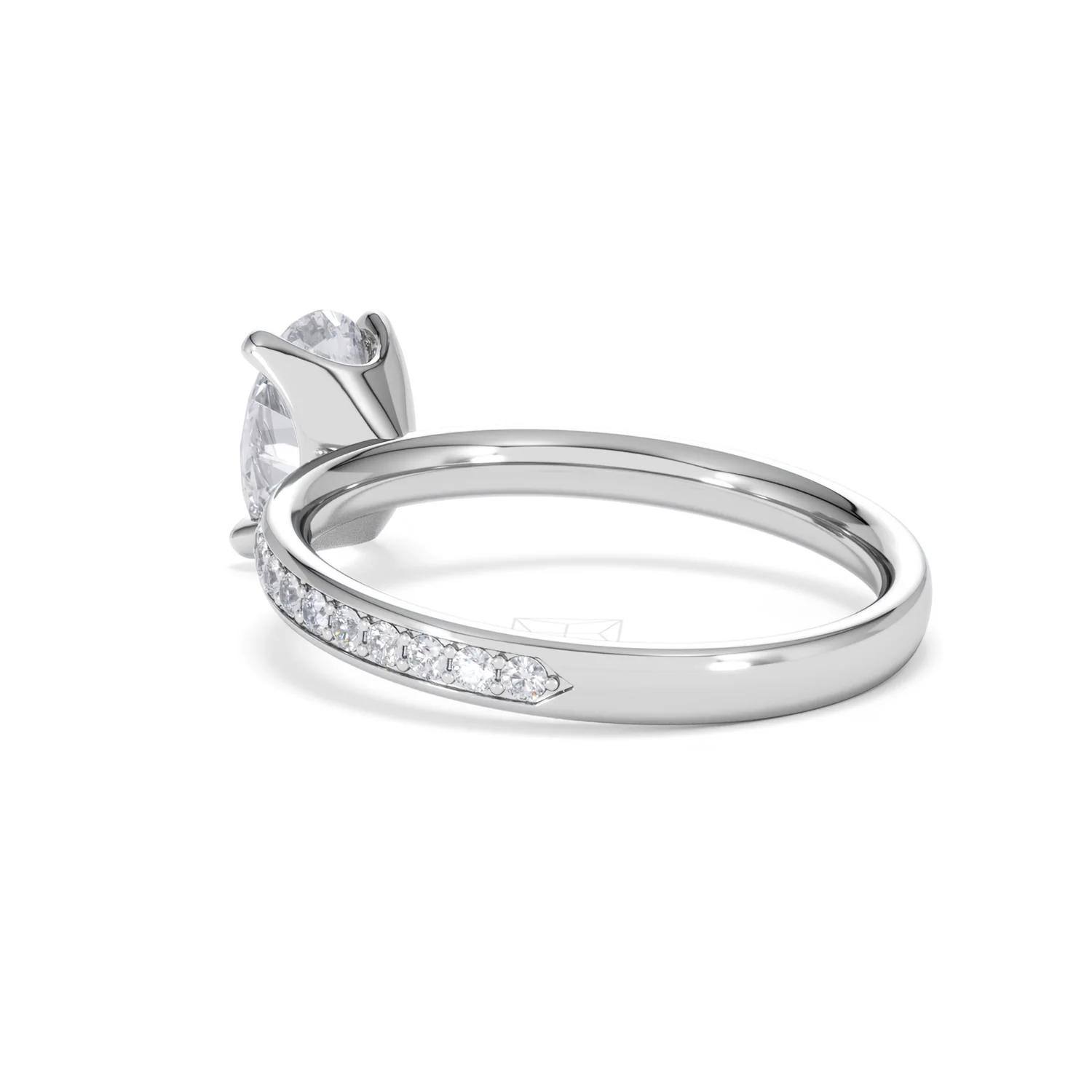 Origin 1.25ct Oval Cut Lab Diamond Solitaire Engagement Ring with Side Stones in 18K White Gold - Image 56