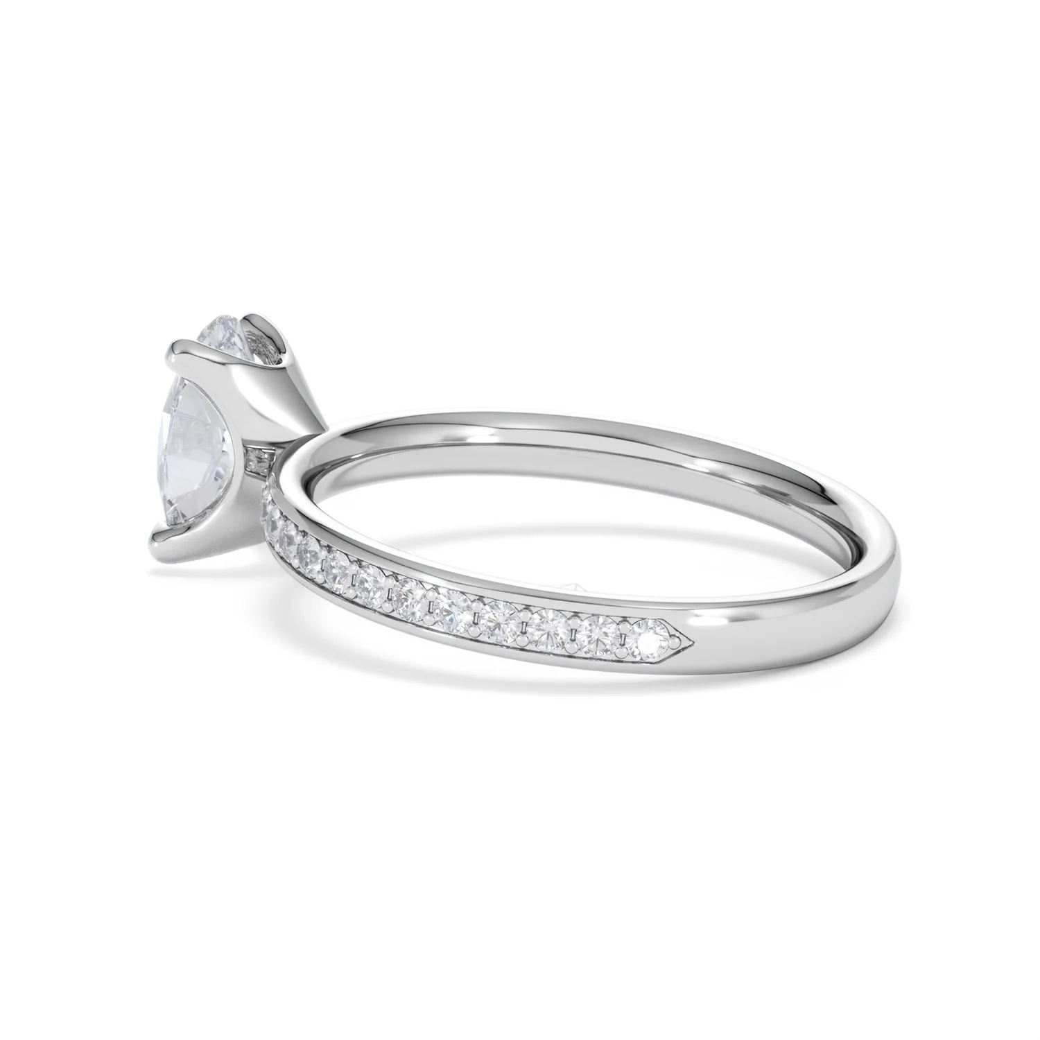 Origin 1.25ct Oval Cut Lab Diamond Solitaire Engagement Ring with Side Stones in 18K White Gold - Image 61