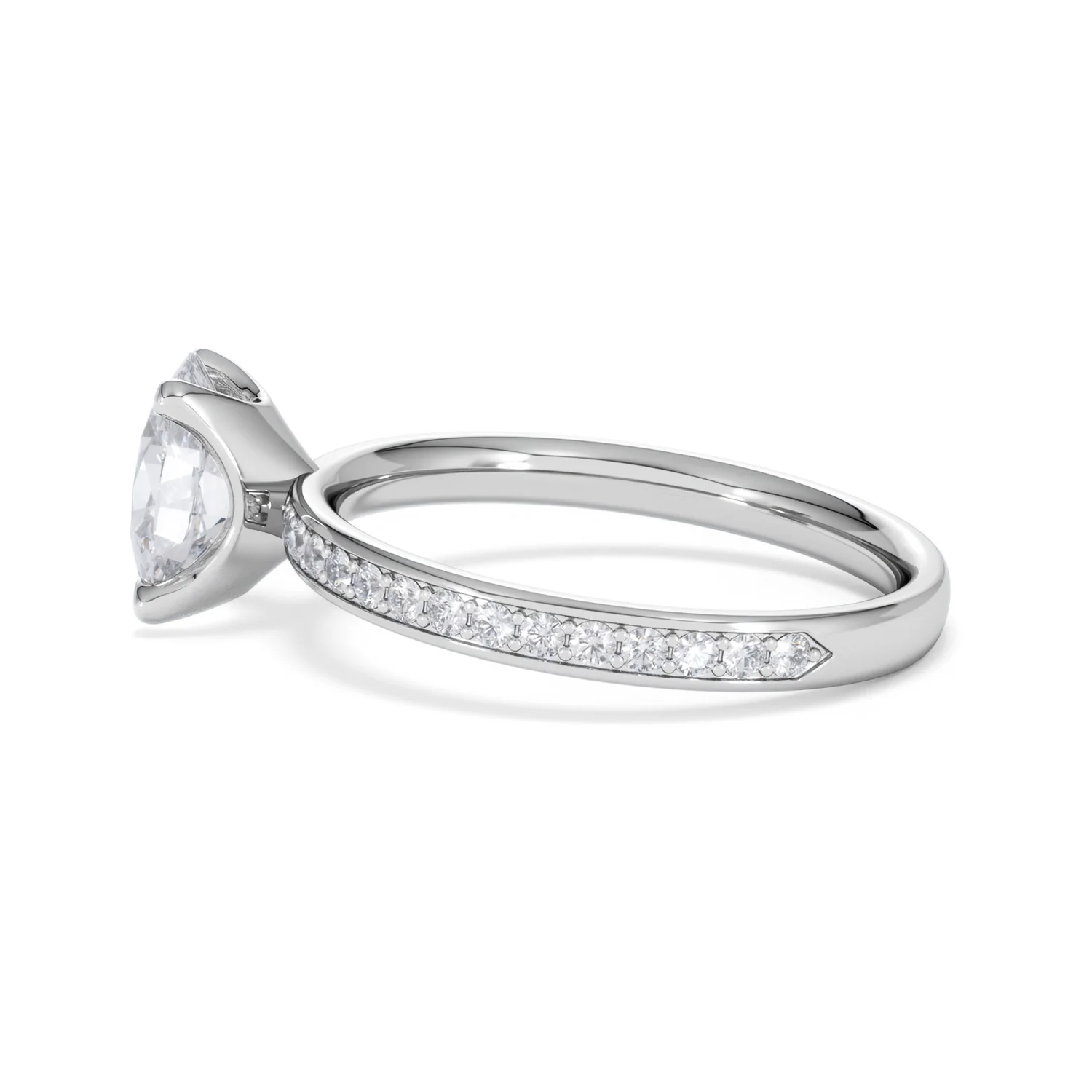 Origin 1.25ct Oval Cut Lab Diamond Solitaire Engagement Ring with Side Stones in 18K White Gold - Image 65