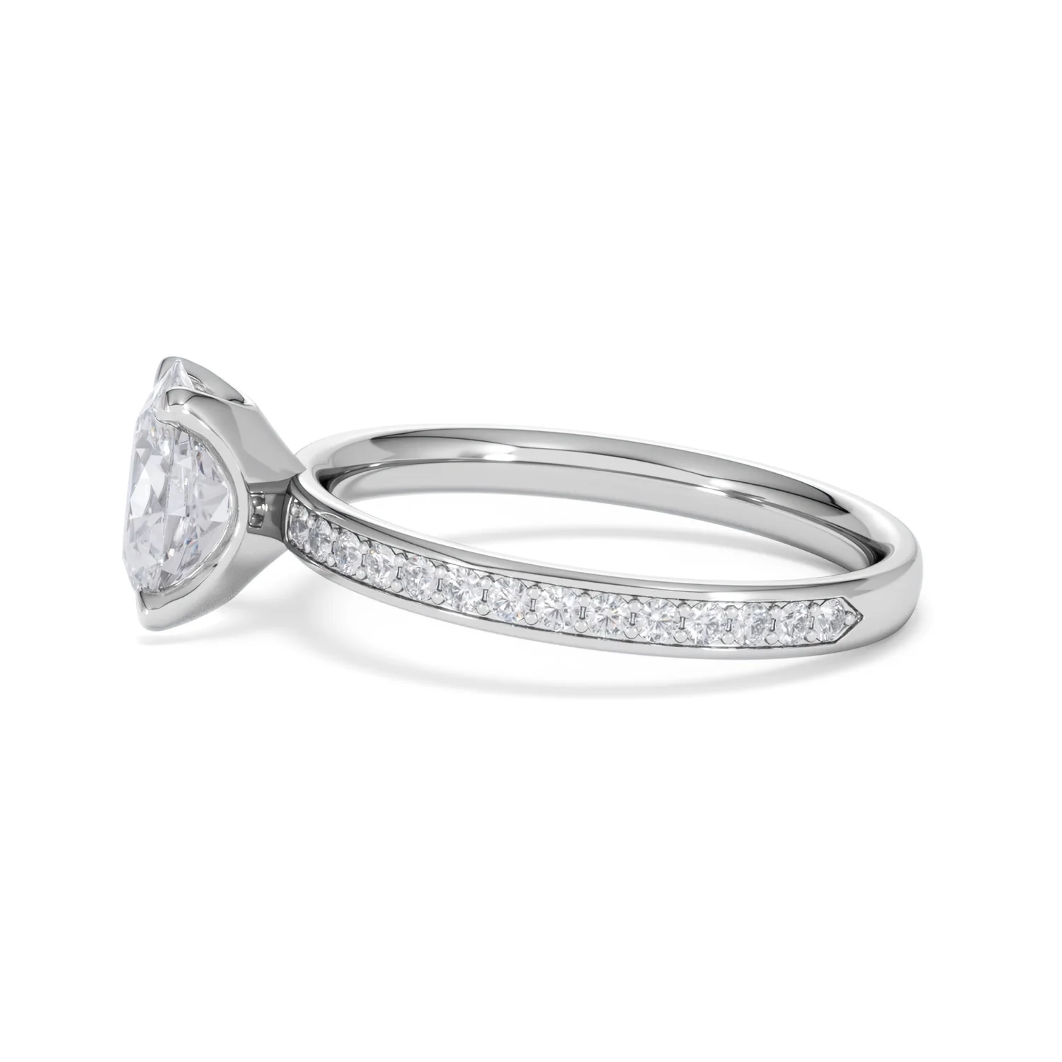 Origin 1.25ct Oval Cut Lab Diamond Solitaire Engagement Ring with Side Stones in 18K White Gold - Image 68