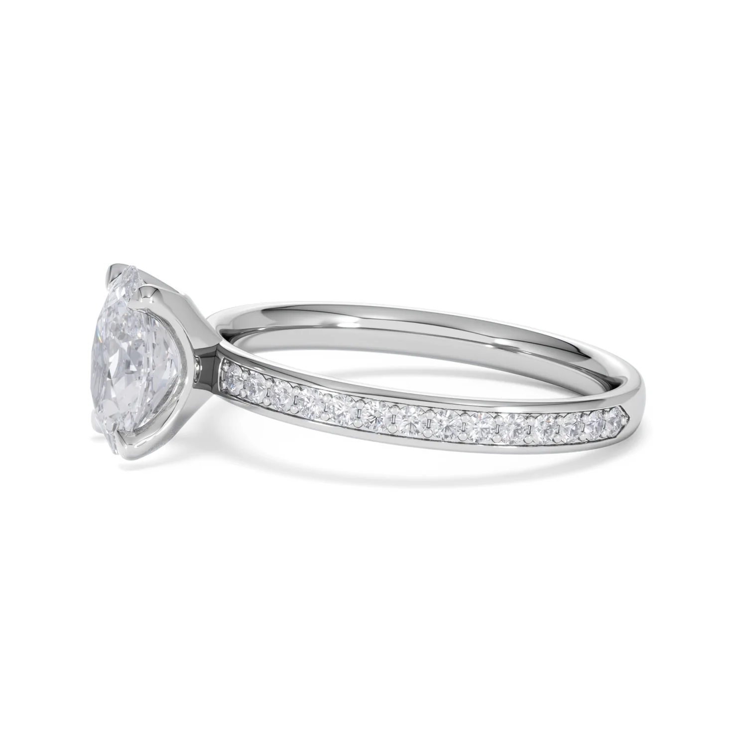 Origin 1.25ct Oval Cut Lab Diamond Solitaire Engagement Ring with Side Stones in 18K White Gold - Image 71