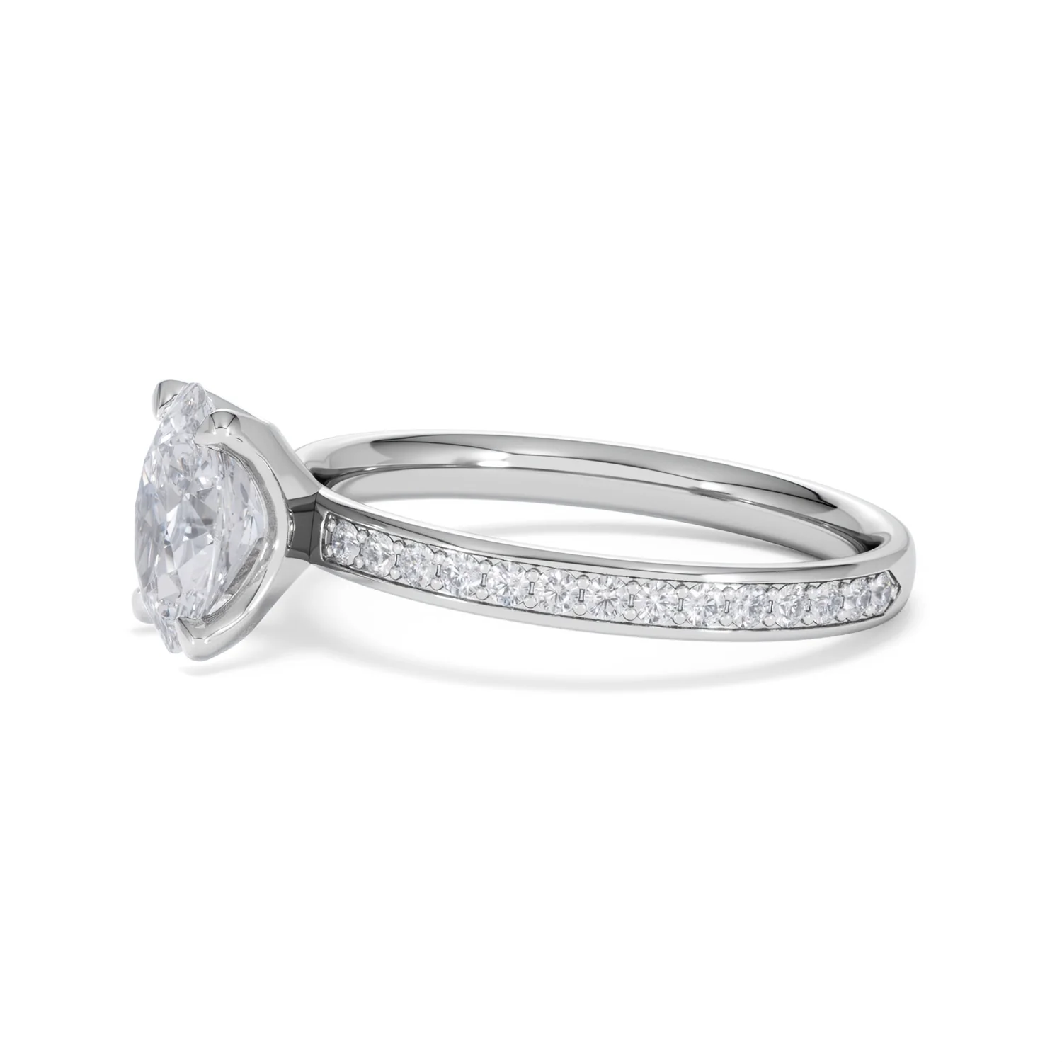 Origin 1.25ct Oval Cut Lab Diamond Solitaire Engagement Ring with Side Stones in 18K White Gold - Image 72