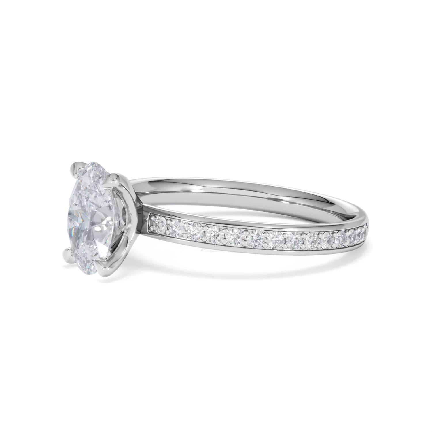 Origin 1.25ct Oval Cut Lab Diamond Solitaire Engagement Ring with Side Stones in 18K White Gold - Image 75