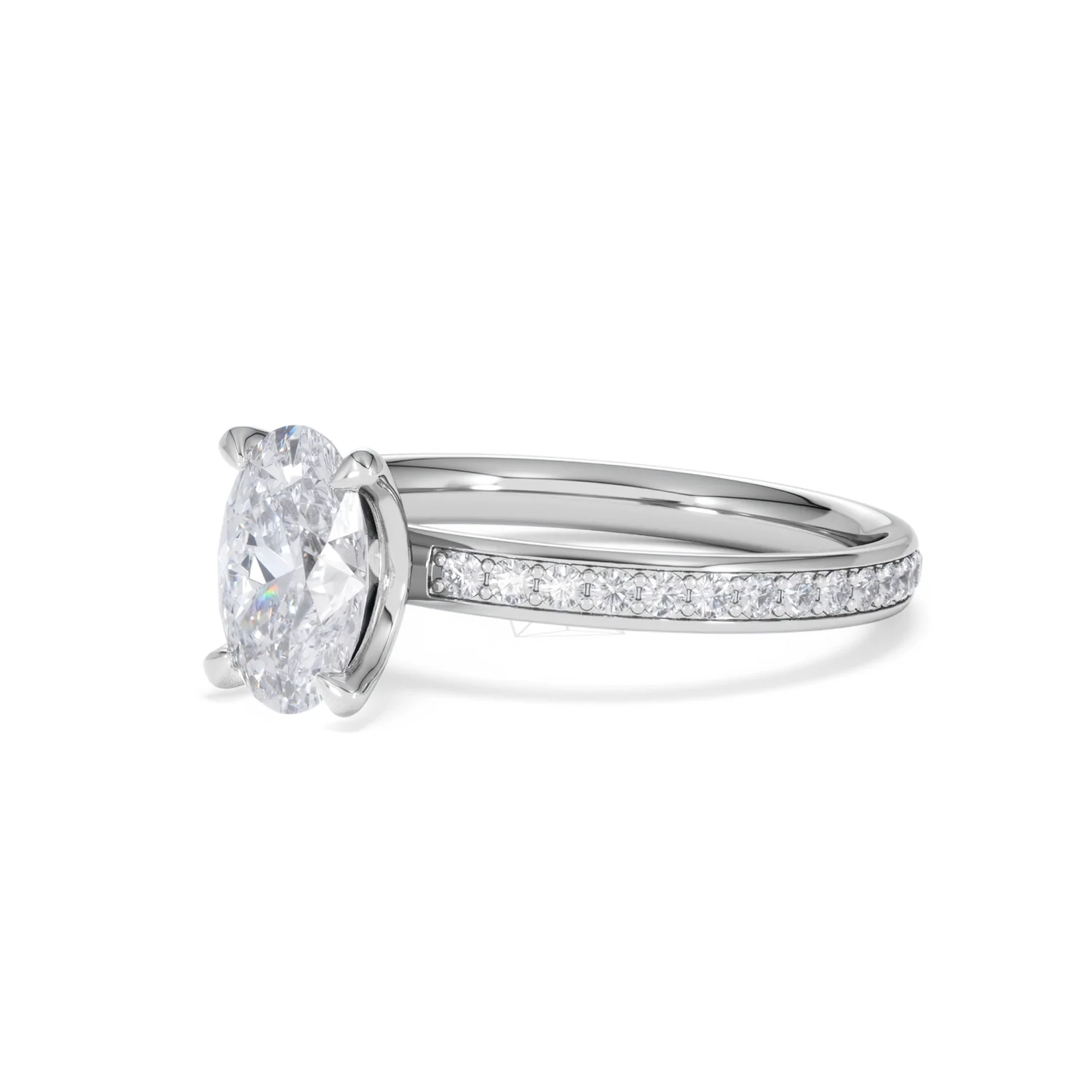 Origin 1.25ct Oval Cut Lab Diamond Solitaire Engagement Ring with Side Stones in 18K White Gold - Image 78