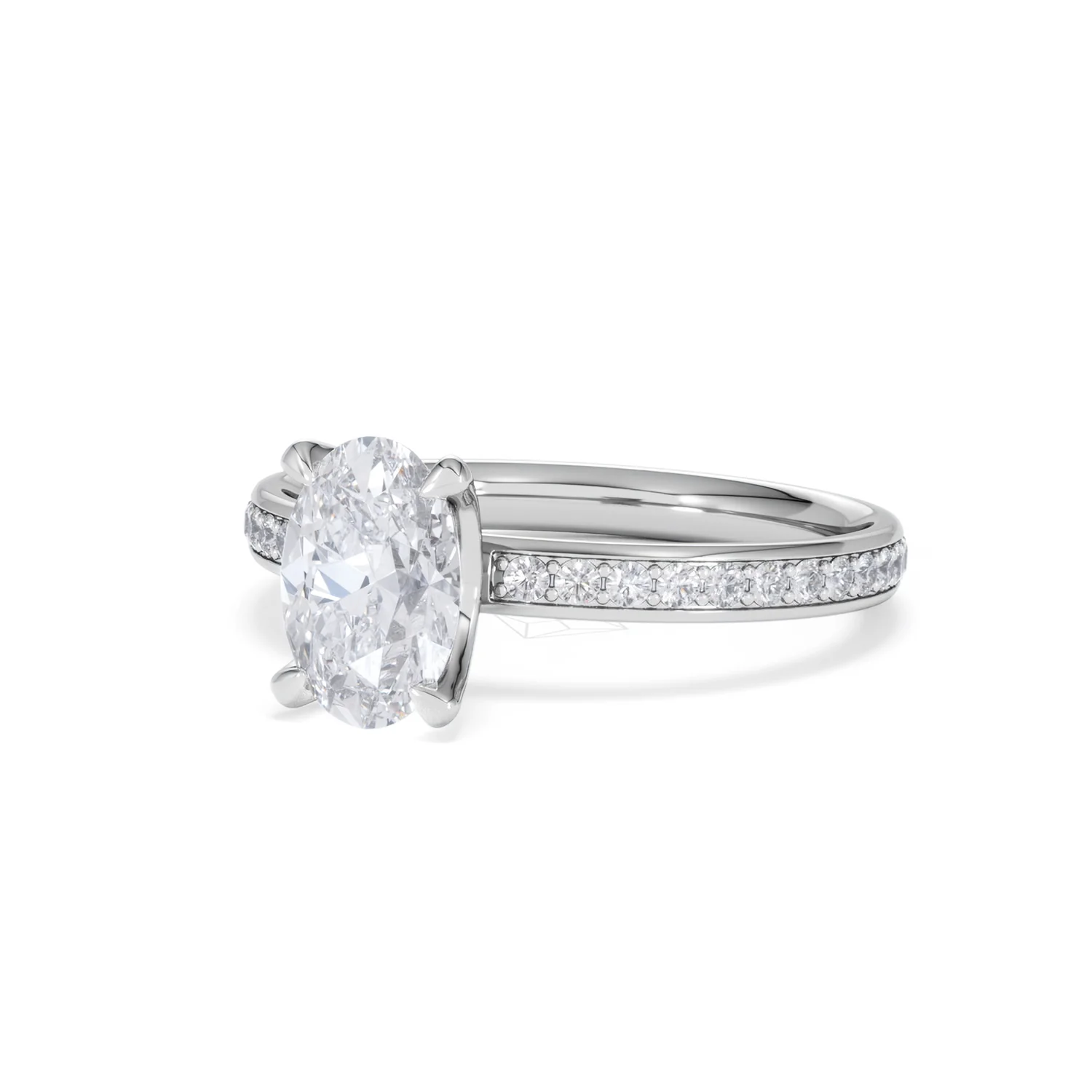 Origin 1.25ct Oval Cut Lab Diamond Solitaire Engagement Ring with Side Stones in 18K White Gold - Image 81