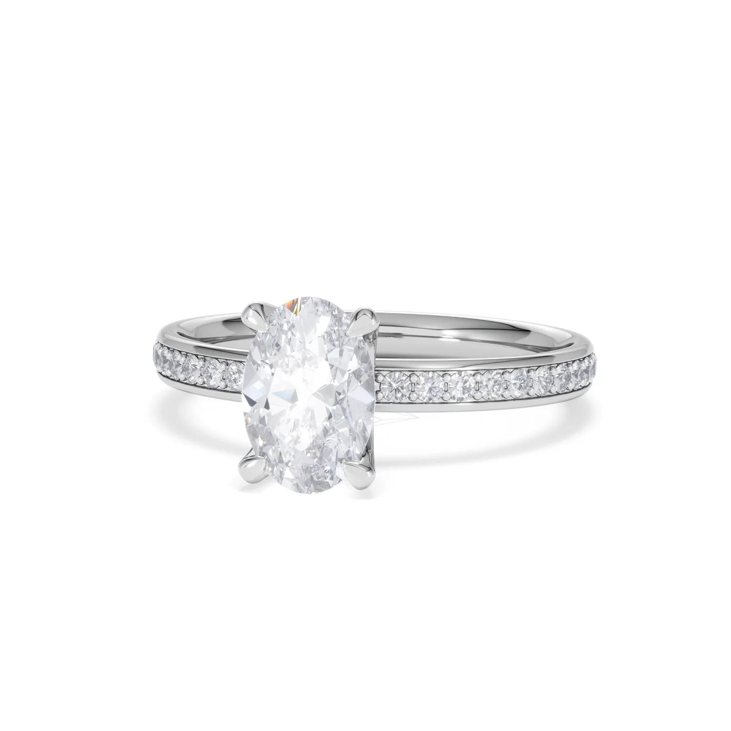 Origin 1.25ct Oval Cut Lab Diamond Solitaire Engagement Ring with Side Stones in 18K White Gold - Image 84