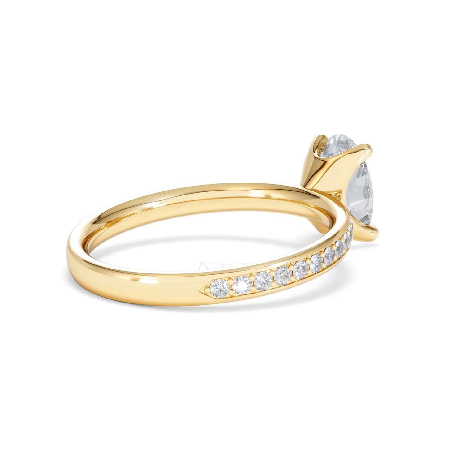 Origin 1.25ct Oval Cut Lab Diamond Solitaire Engagement Ring with Side Stones in 18K Yellow Gold - Image 36