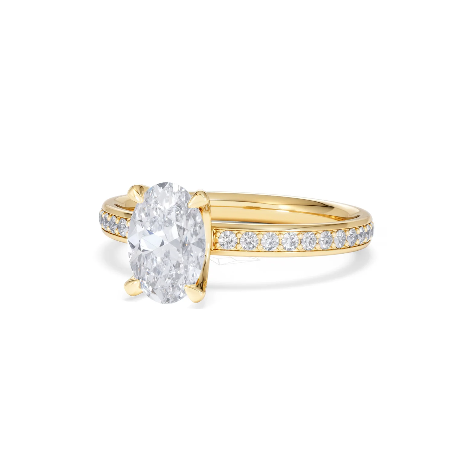 Origin 1.25ct Oval Cut Lab Diamond Solitaire Engagement Ring with Side Stones in 18K Yellow Gold - Image 82