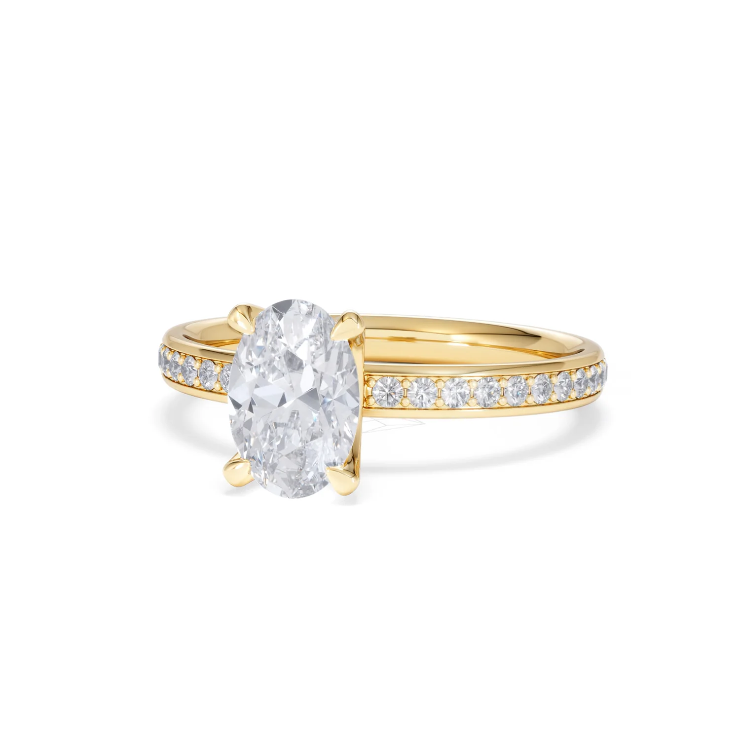 Origin 1.25ct Oval Cut Lab Diamond Solitaire Engagement Ring with Side Stones in 18K Yellow Gold - Image 83