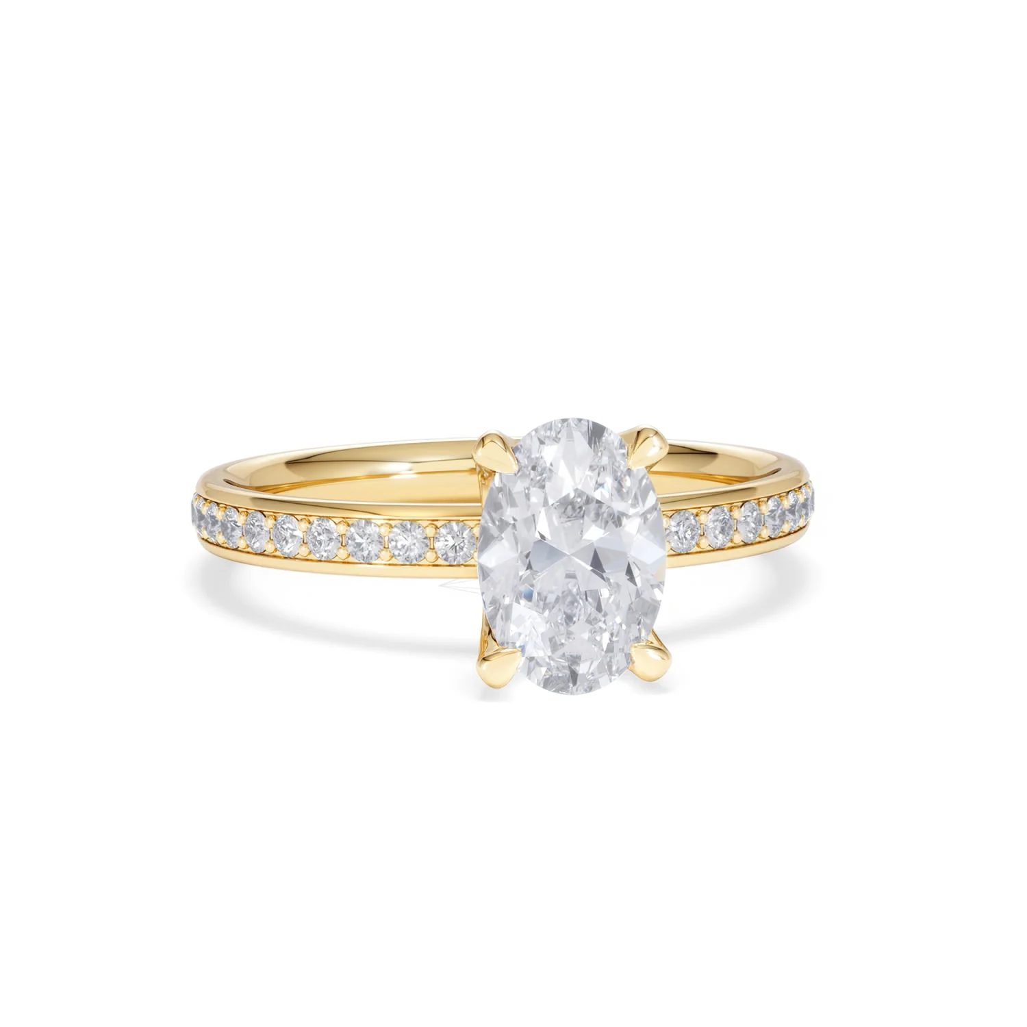 Origin 1.25ct Oval Cut Lab Diamond Solitaire Engagement Ring with Side Stones in 18K Yellow Gold - Image 9