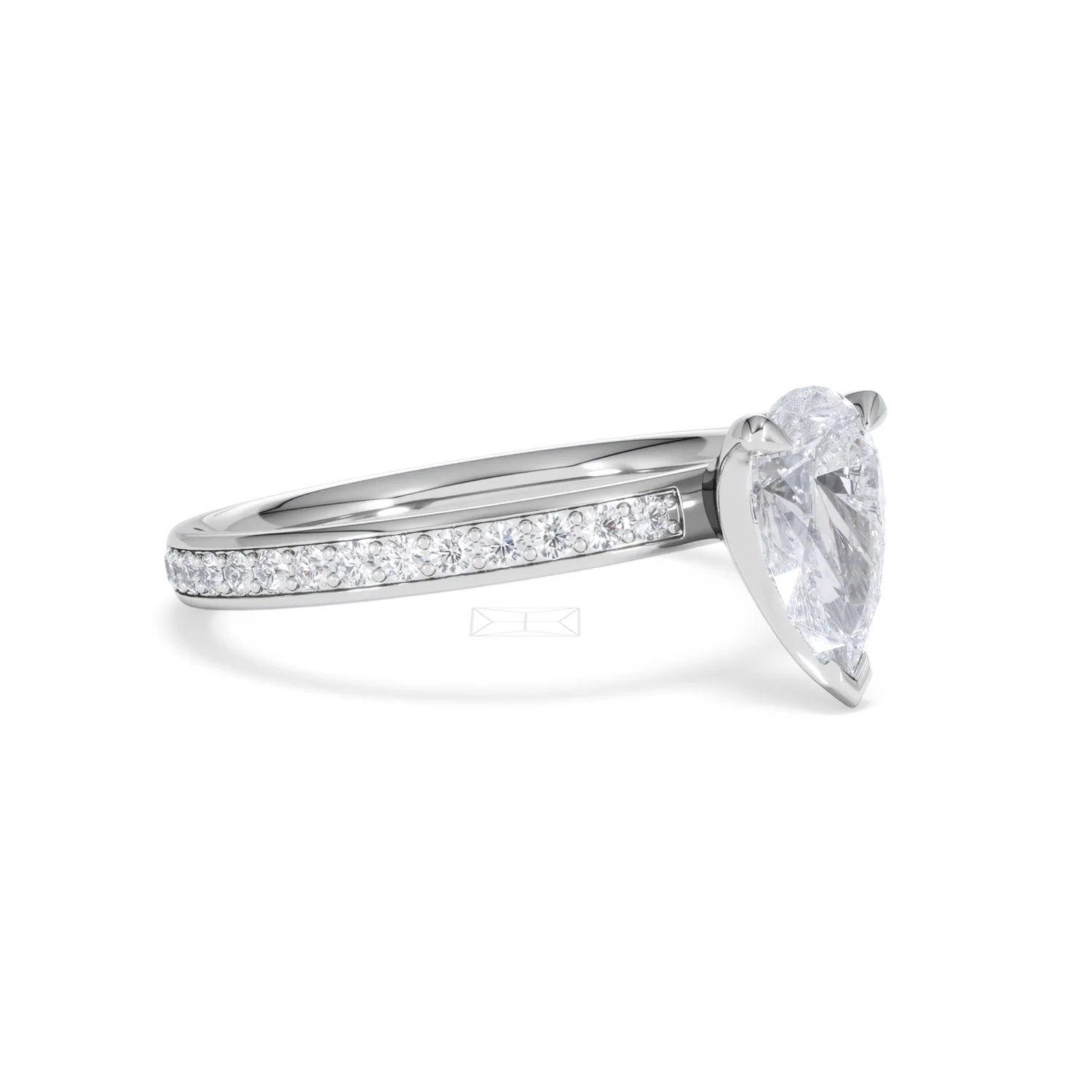 Origin 1.25ct Pear Cut Lab Diamond Solitaire Engagement Ring with Side Stones in 18K White Gold - Image 17