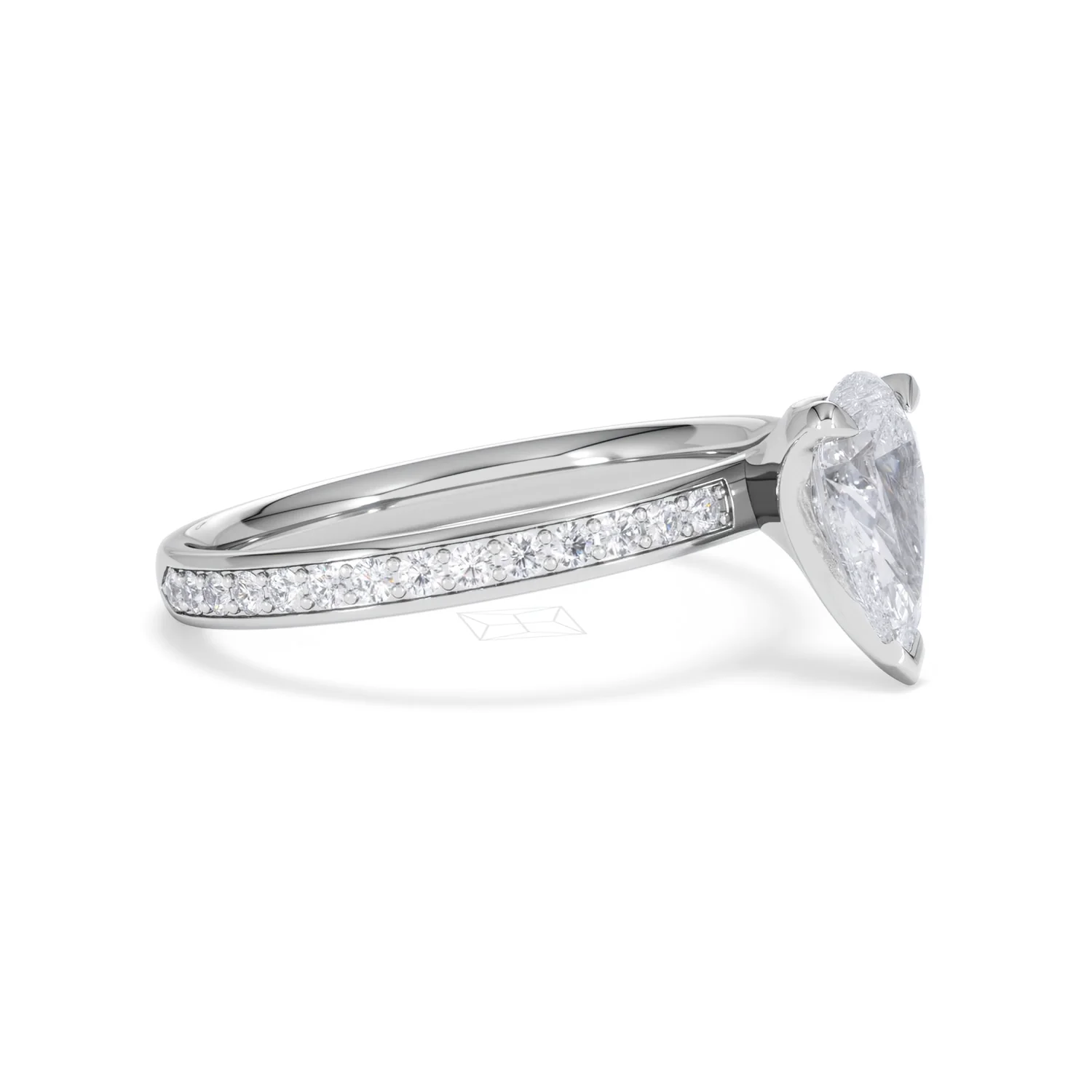 Origin 1.25ct Pear Cut Lab Diamond Solitaire Engagement Ring with Side Stones in 18K White Gold - Image 20