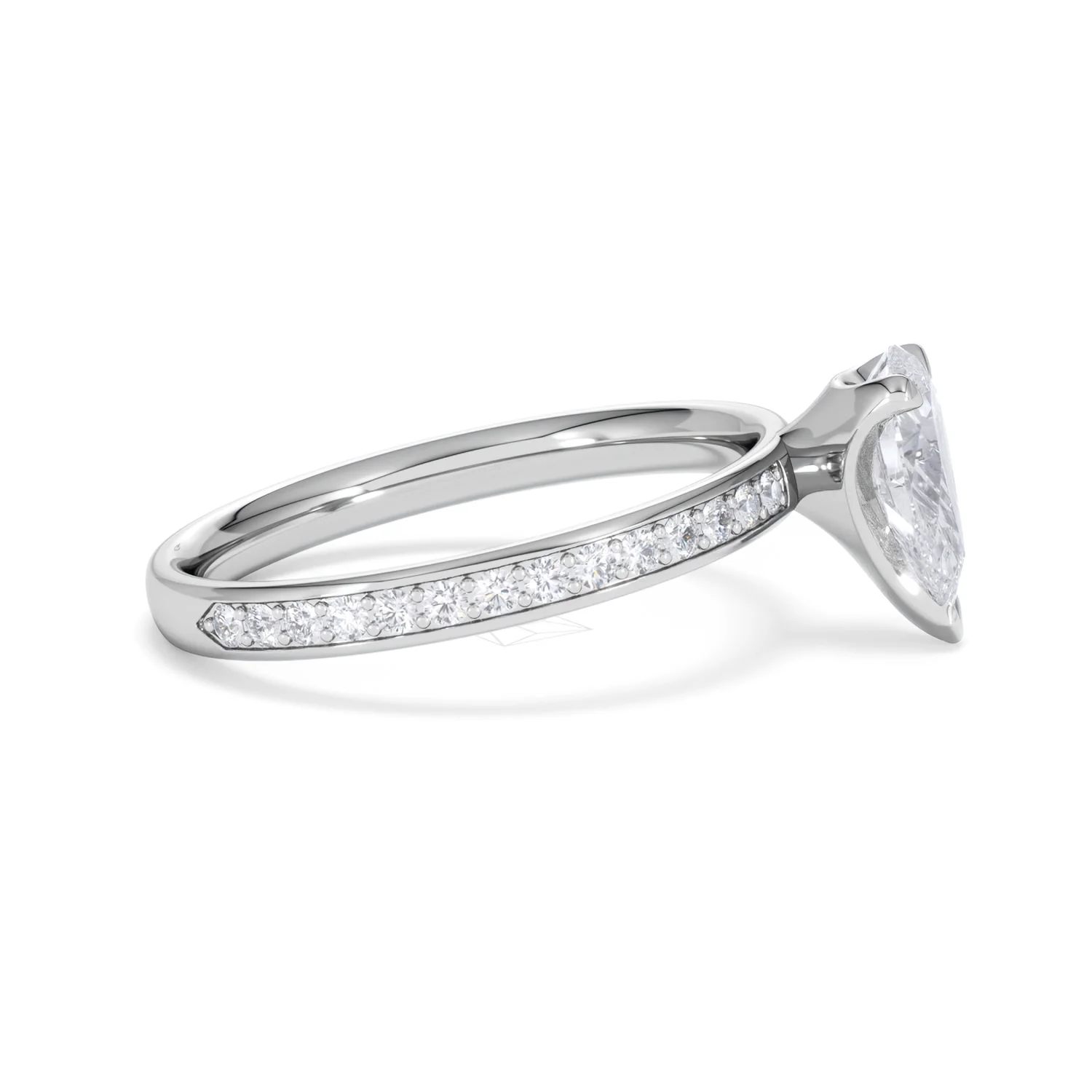 Origin 1.25ct Pear Cut Lab Diamond Solitaire Engagement Ring with Side Stones in 18K White Gold - Image 25