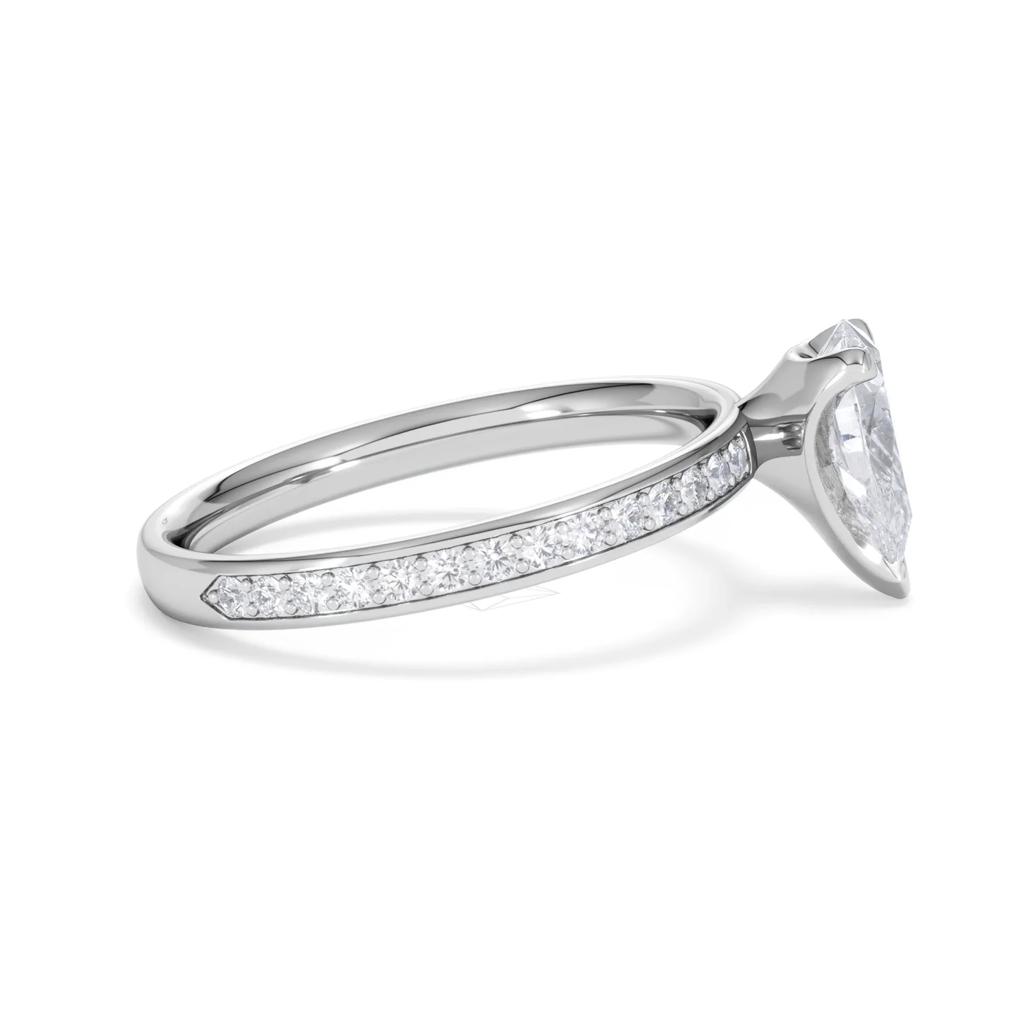 Origin 1.25ct Pear Cut Lab Diamond Solitaire Engagement Ring with Side Stones in 18K White Gold - Image 26