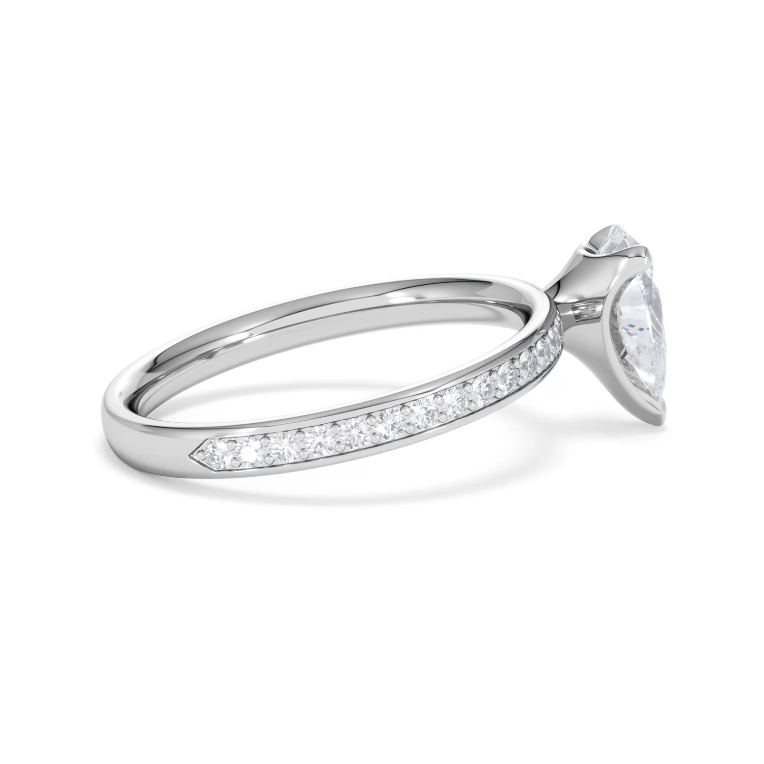 Origin 1.25ct Pear Cut Lab Diamond Solitaire Engagement Ring with Side Stones in 18K White Gold - Image 29