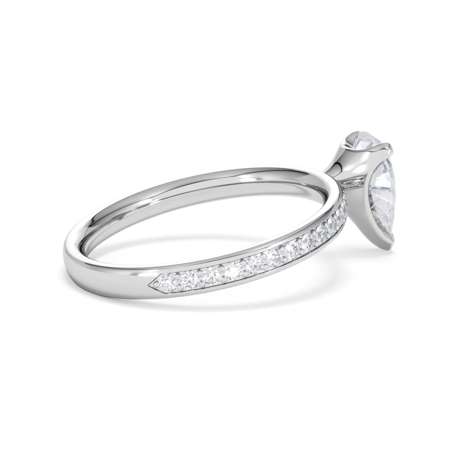 Origin 1.25ct Pear Cut Lab Diamond Solitaire Engagement Ring with Side Stones in 18K White Gold - Image 32