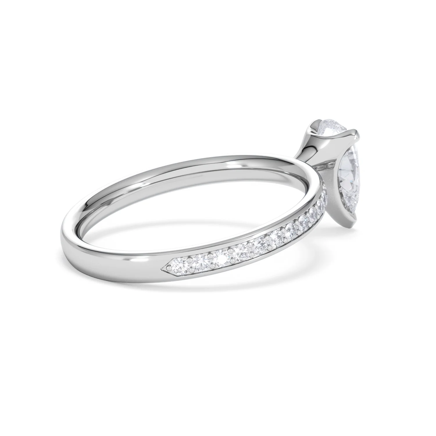 Origin 1.25ct Pear Cut Lab Diamond Solitaire Engagement Ring with Side Stones in 18K White Gold - Image 34