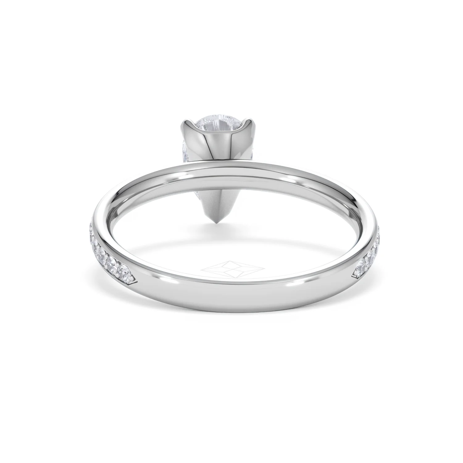 Origin 1.25ct Pear Cut Lab Diamond Solitaire Engagement Ring with Side Stones in 18K White Gold - Image 48
