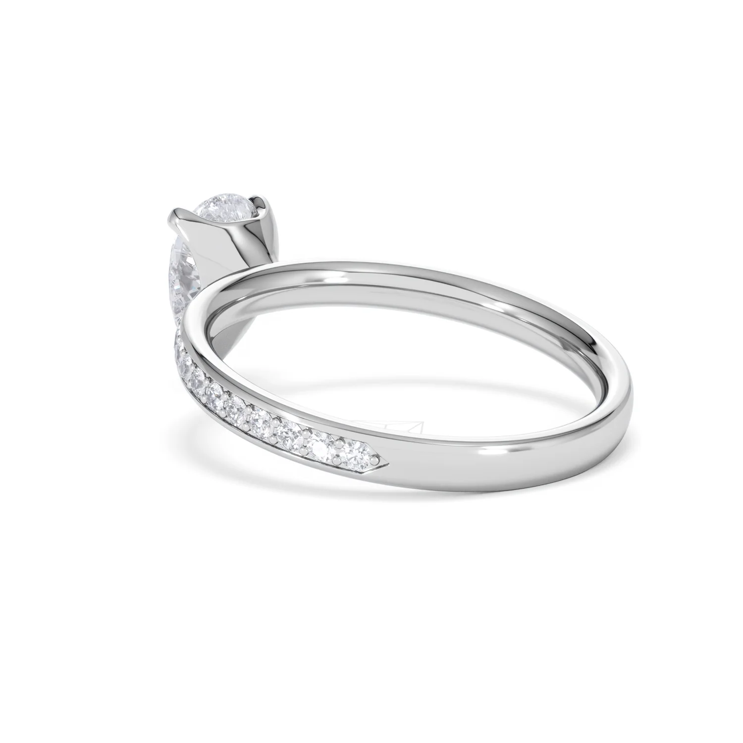 Origin 1.25ct Pear Cut Lab Diamond Solitaire Engagement Ring with Side Stones in 18K White Gold - Image 56