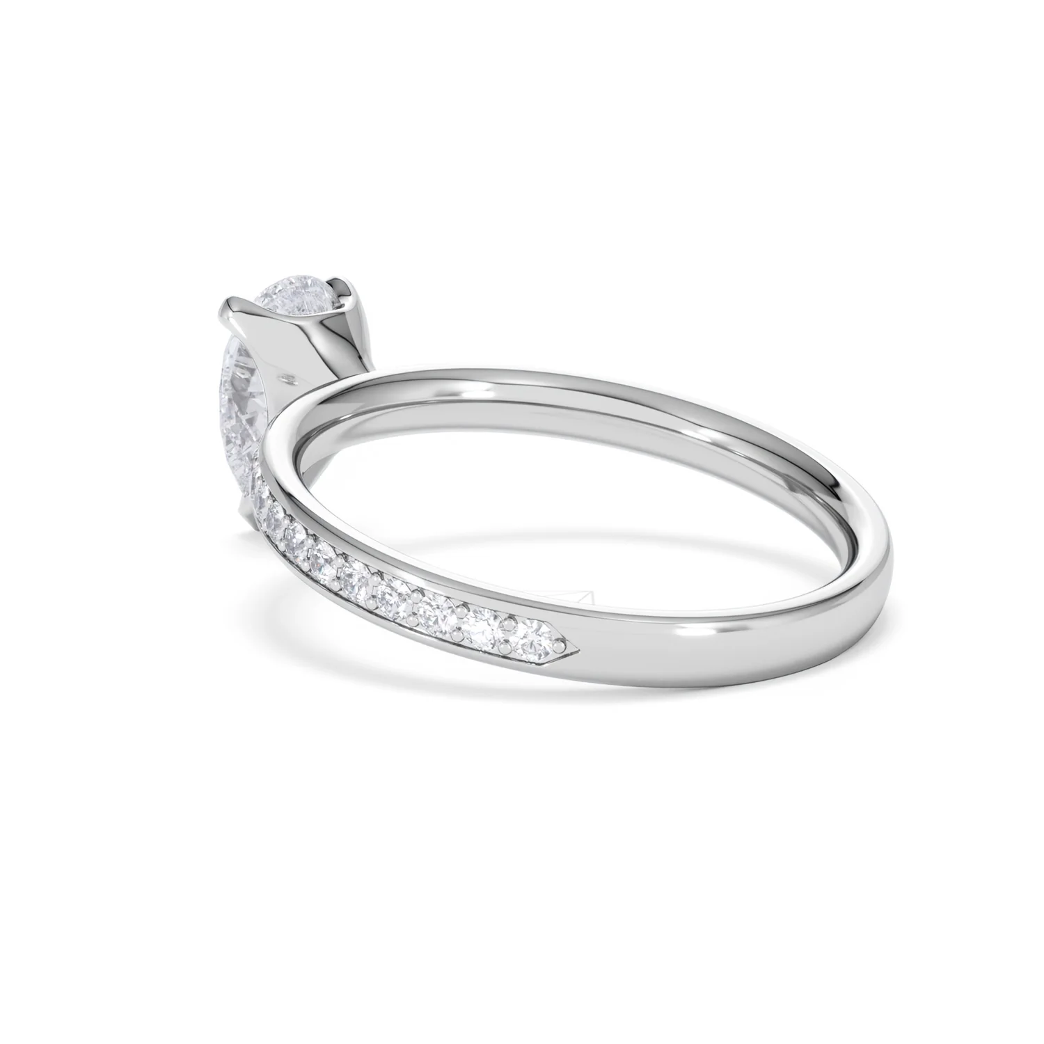 Origin 1.25ct Pear Cut Lab Diamond Solitaire Engagement Ring with Side Stones in 18K White Gold - Image 57