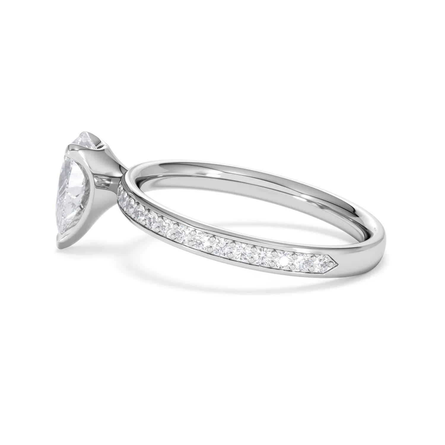 Origin 1.25ct Pear Cut Lab Diamond Solitaire Engagement Ring with Side Stones in 18K White Gold - Image 65
