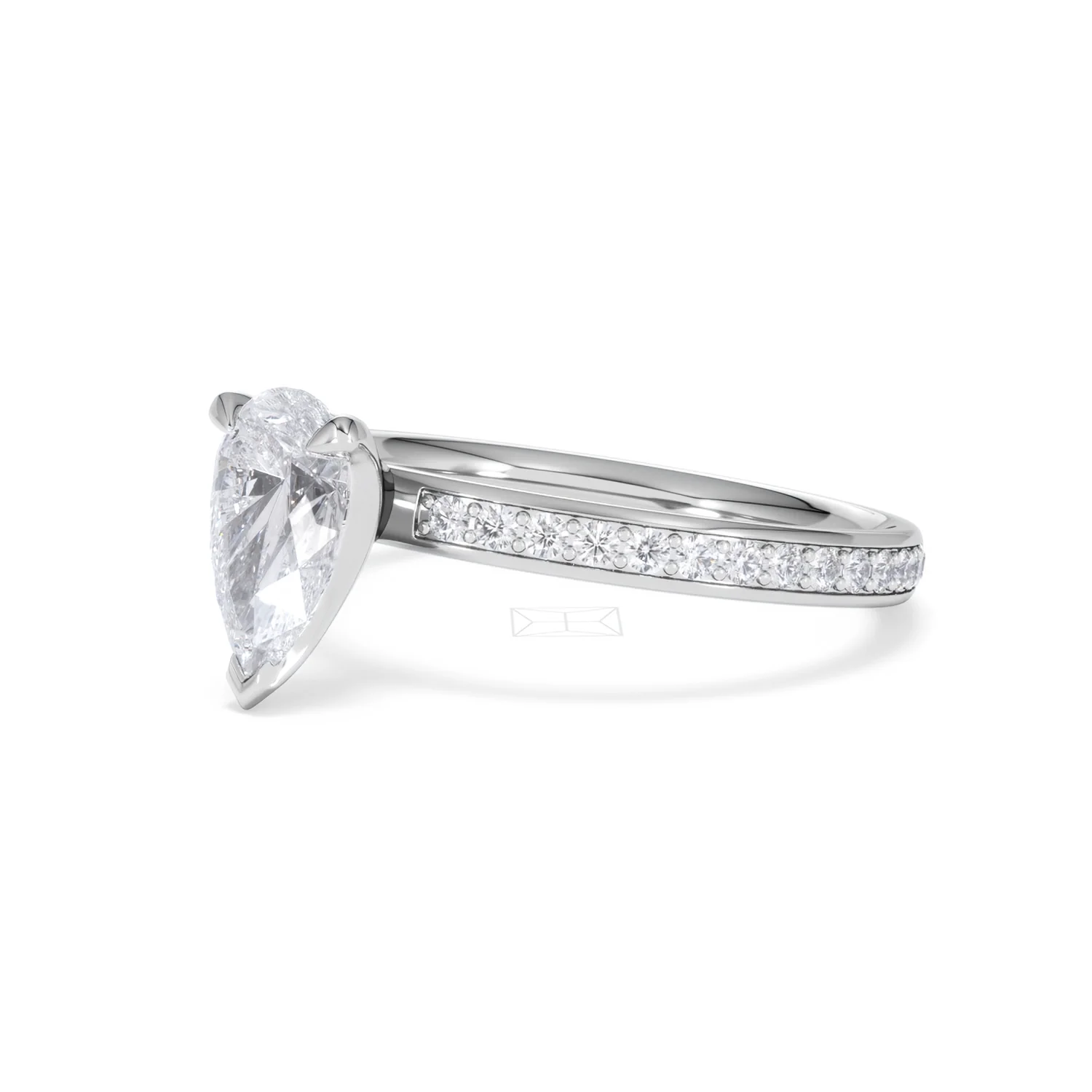Origin 1.25ct Pear Cut Lab Diamond Solitaire Engagement Ring with Side Stones in 18K White Gold - Image 77