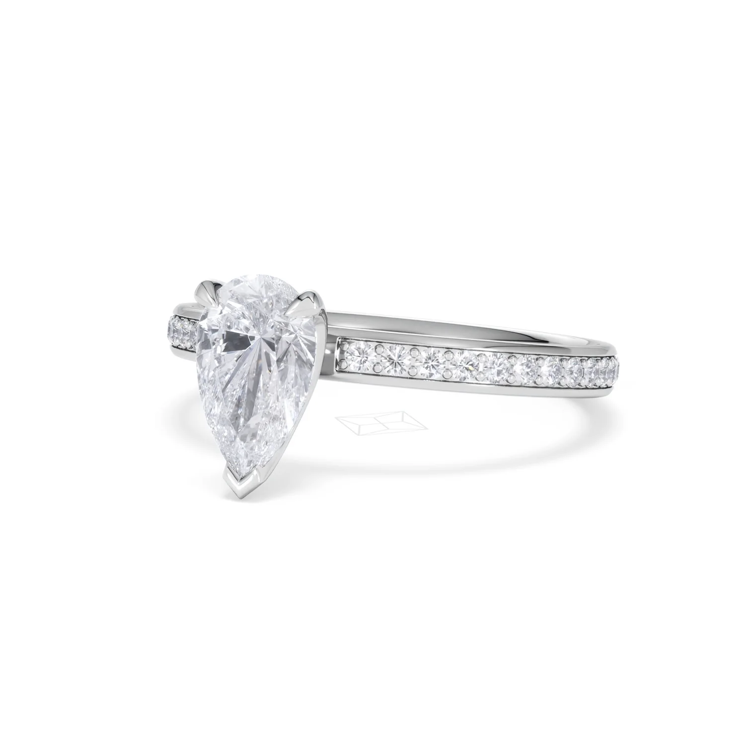 Origin 1.25ct Pear Cut Lab Diamond Solitaire Engagement Ring with Side Stones in 18K White Gold - Image 81