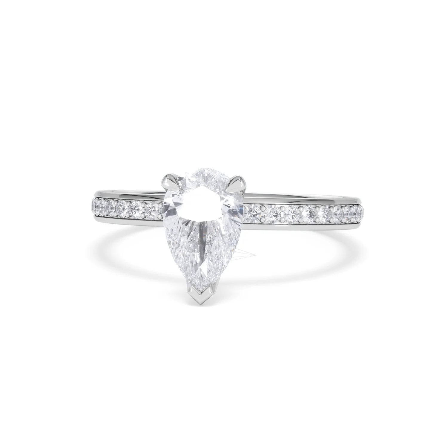 Origin 1.25ct Pear Cut Lab Diamond Solitaire Engagement Ring with Side Stones in 18K White Gold - Image 85