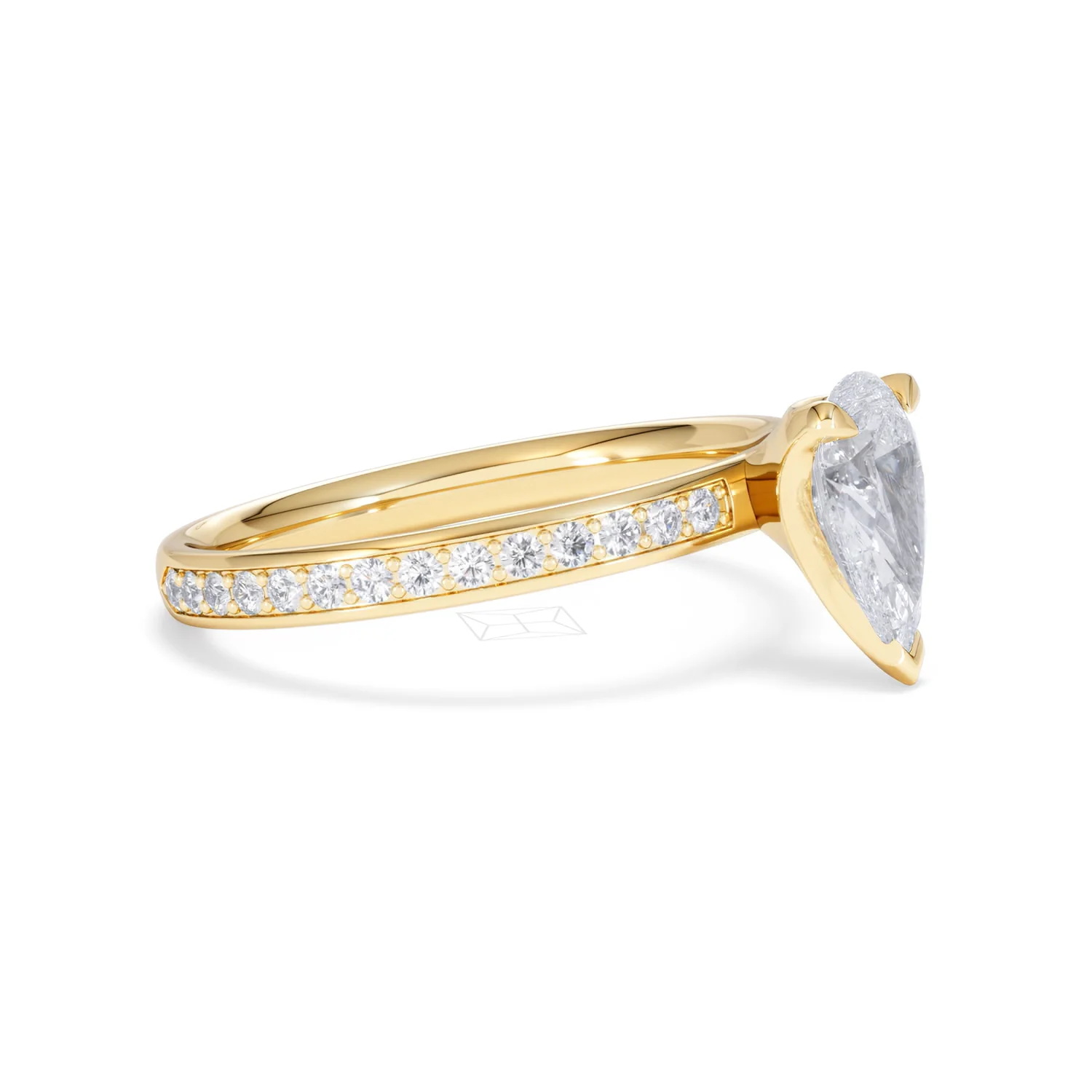 Origin 1.25ct Pear Cut Lab Diamond Solitaire Engagement Ring with Side Stones in 18K Yellow Gold - Image 20