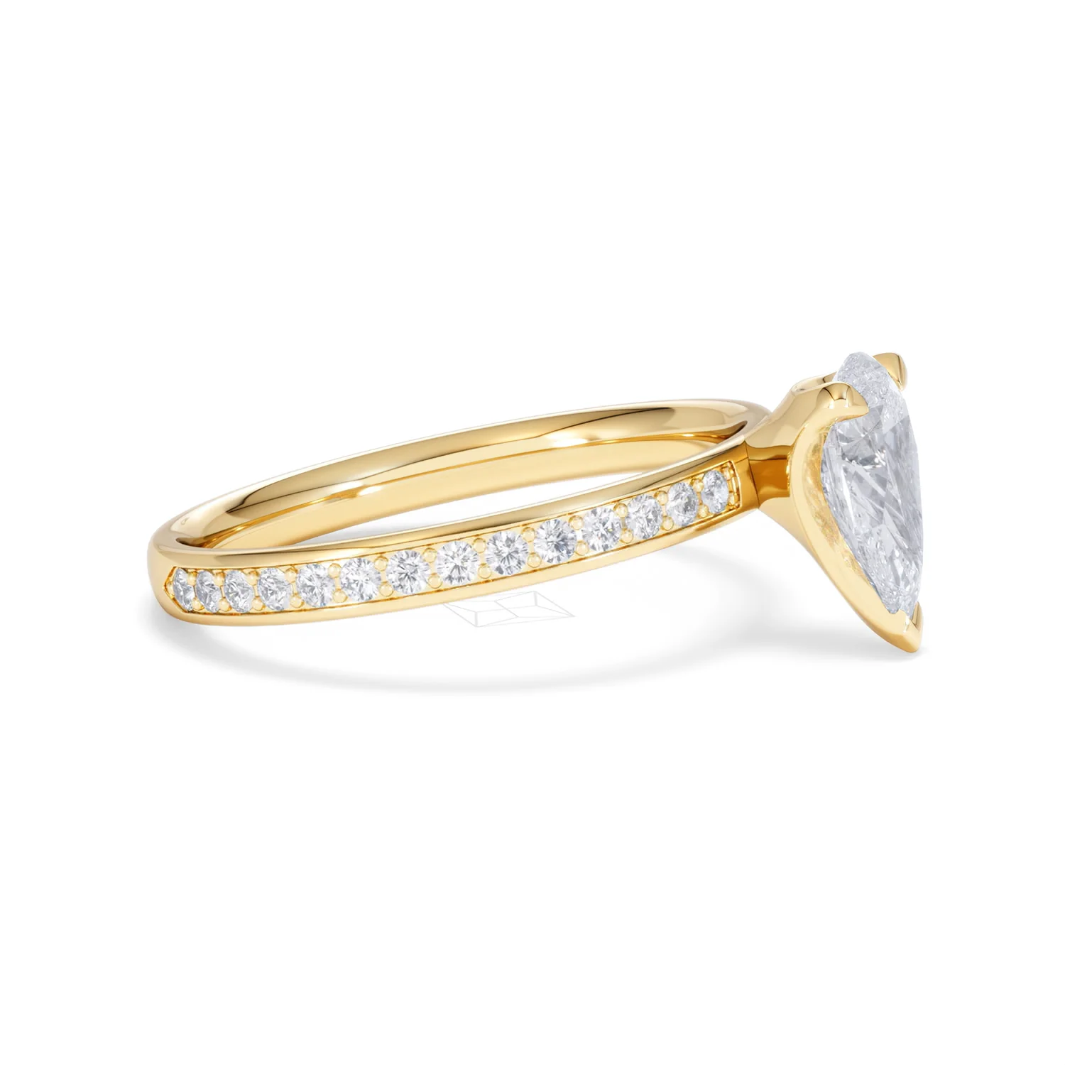 Origin 1.25ct Pear Cut Lab Diamond Solitaire Engagement Ring with Side Stones in 18K Yellow Gold - Image 22