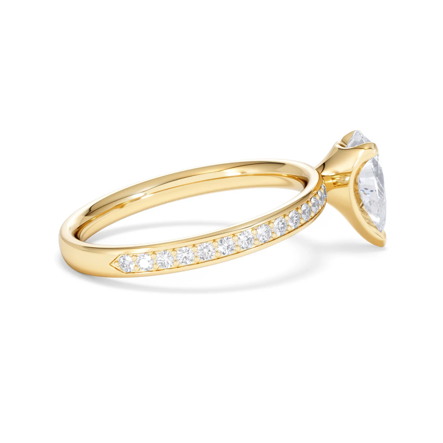 Origin 1.25ct Pear Cut Lab Diamond Solitaire Engagement Ring with Side Stones in 18K Yellow Gold - Image 29