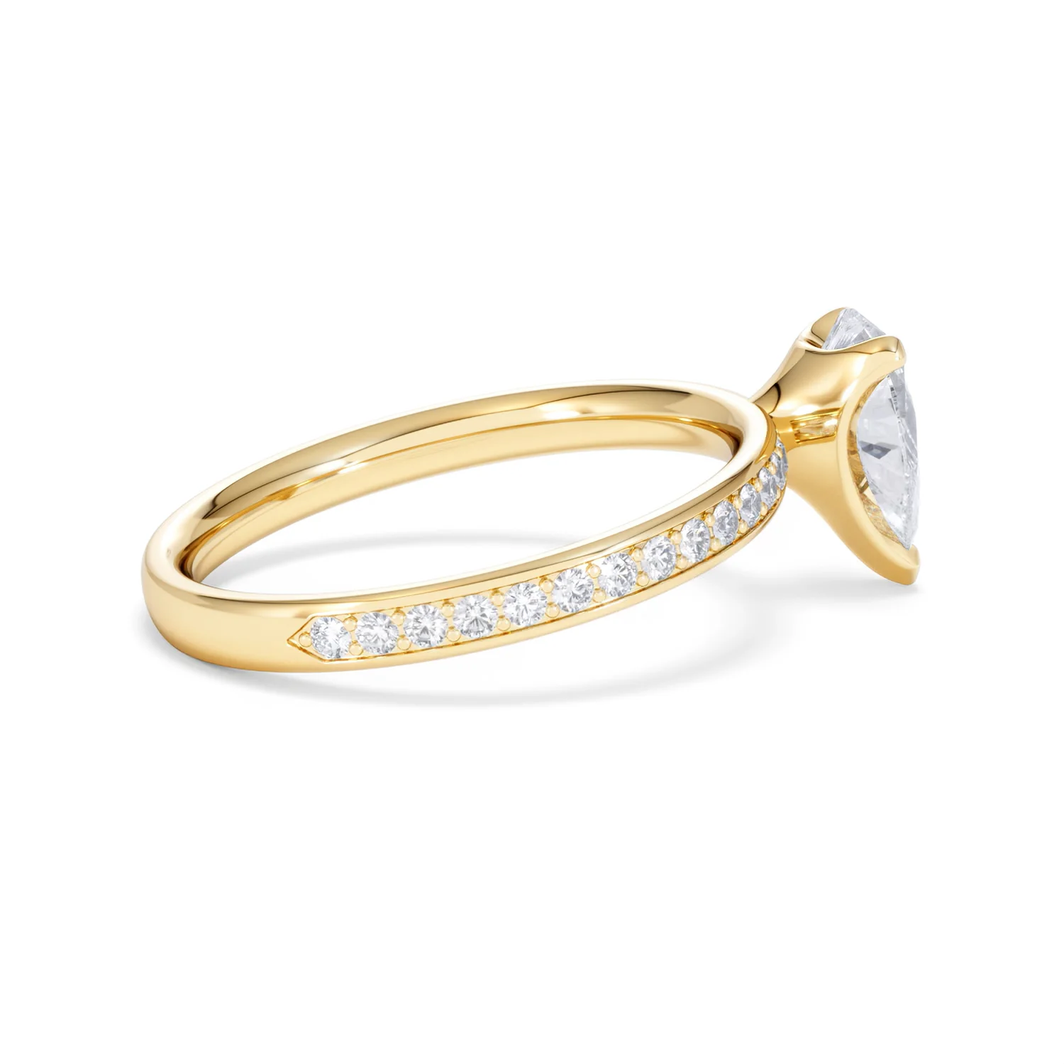Origin 1.25ct Pear Cut Lab Diamond Solitaire Engagement Ring with Side Stones in 18K Yellow Gold - Image 30