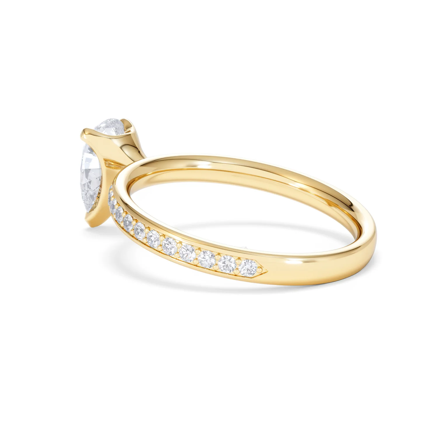 Origin 1.25ct Pear Cut Lab Diamond Solitaire Engagement Ring with Side Stones in 18K Yellow Gold - Image 59