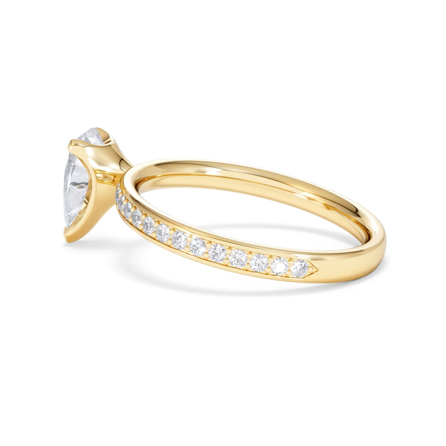 Origin 1.25ct Pear Cut Lab Diamond Solitaire Engagement Ring with Side Stones in 18K Yellow Gold - Image 63