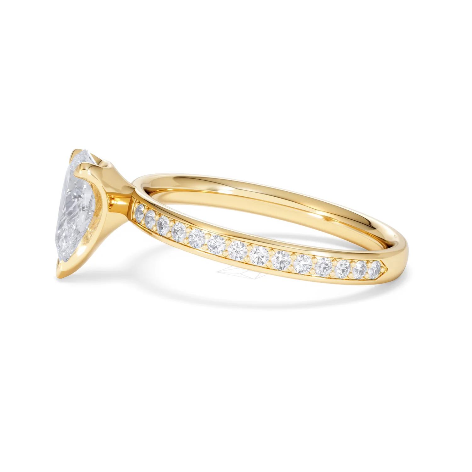 Origin 1.25ct Pear Cut Lab Diamond Solitaire Engagement Ring with Side Stones in 18K Yellow Gold - Image 69
