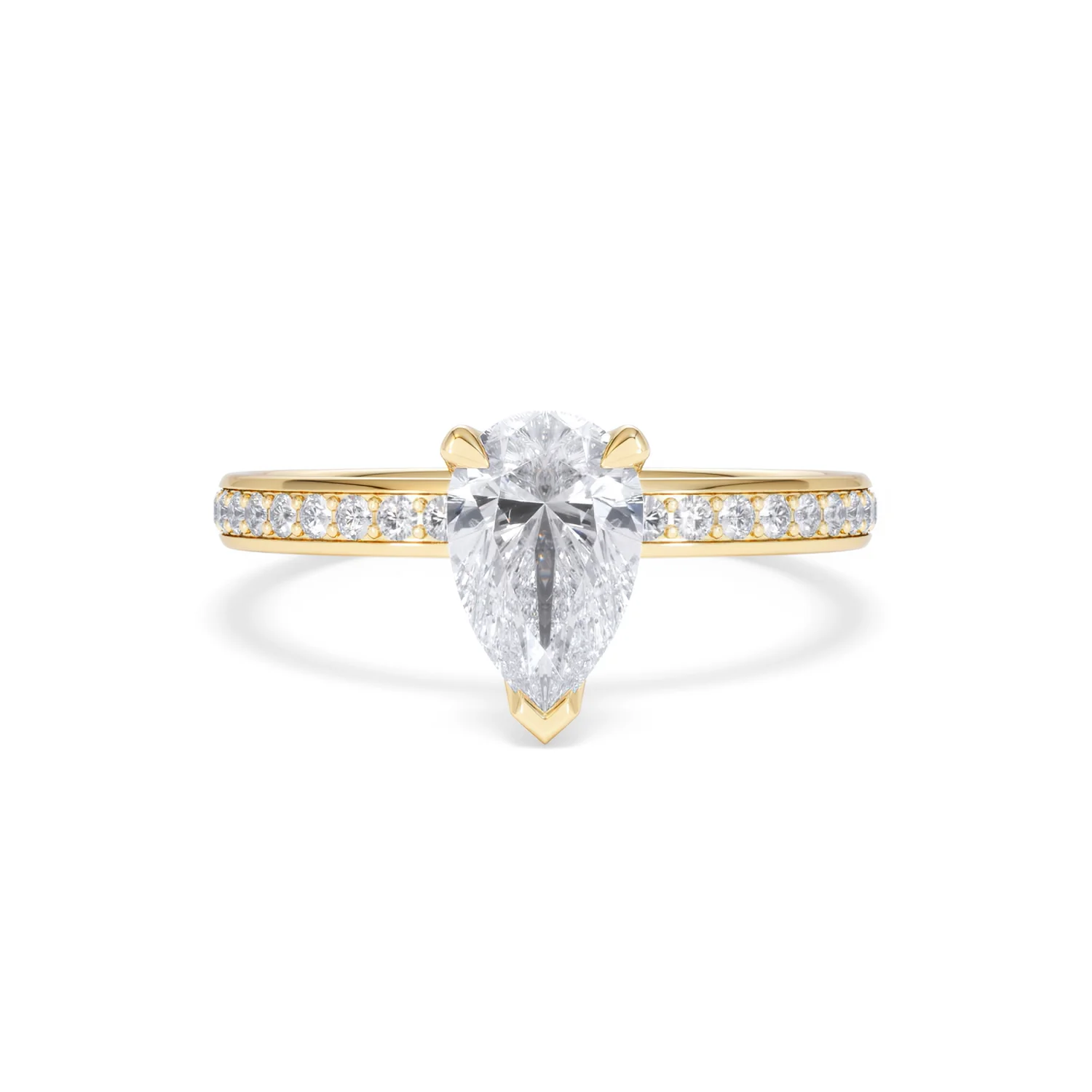 Origin 1.25ct Pear Cut Lab Diamond Solitaire Engagement Ring with Side Stones in 18K Yellow Gold - Image 7