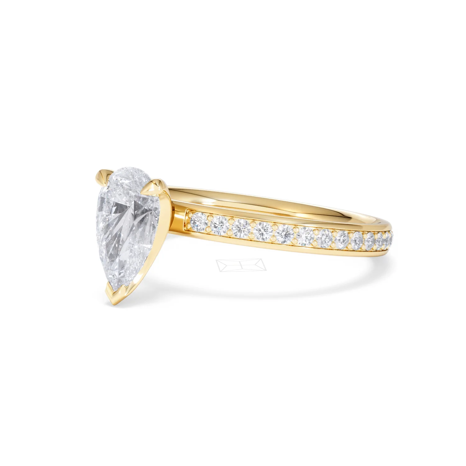 Origin 1.25ct Pear Cut Lab Diamond Solitaire Engagement Ring with Side Stones in 18K Yellow Gold - Image 78