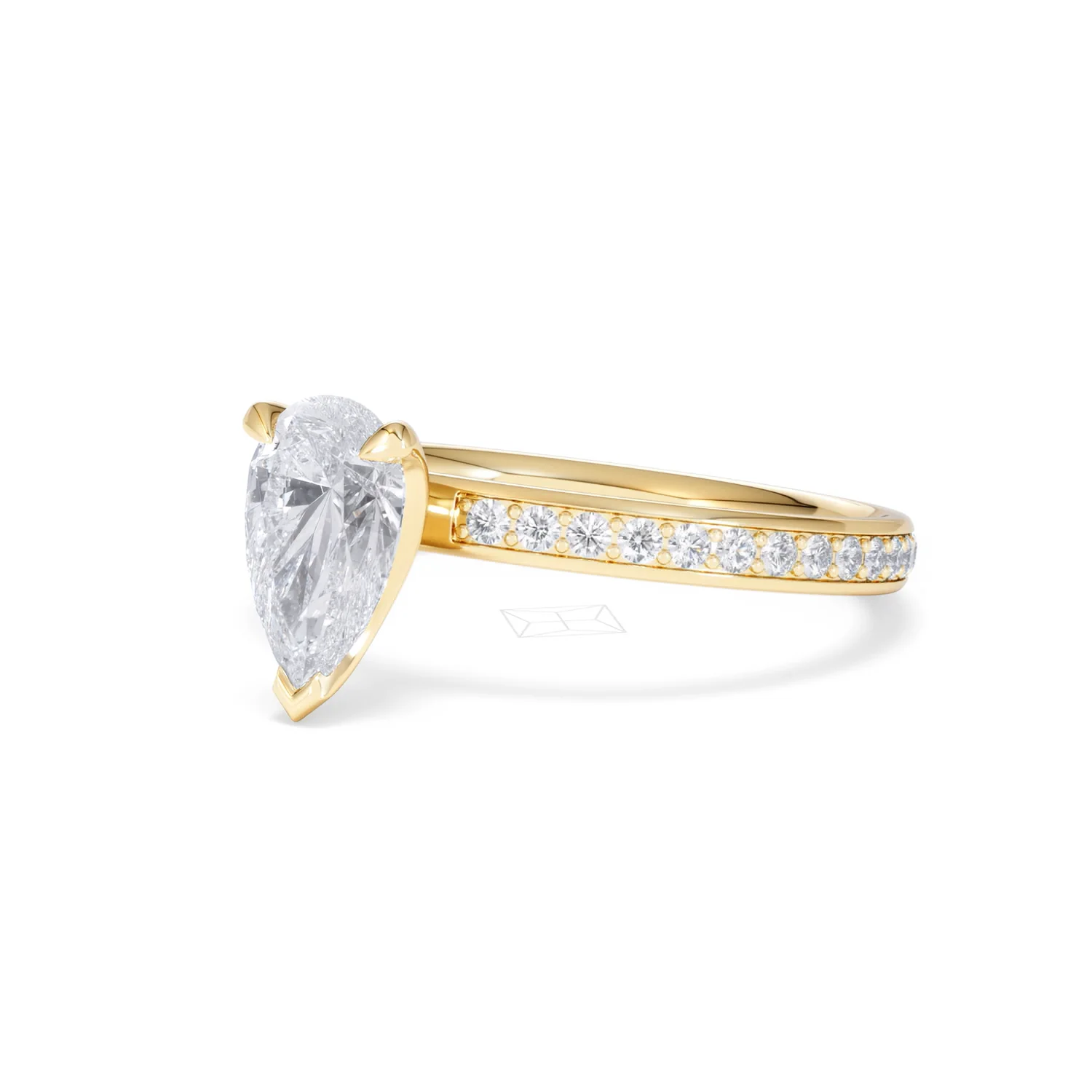 Origin 1.25ct Pear Cut Lab Diamond Solitaire Engagement Ring with Side Stones in 18K Yellow Gold - Image 79