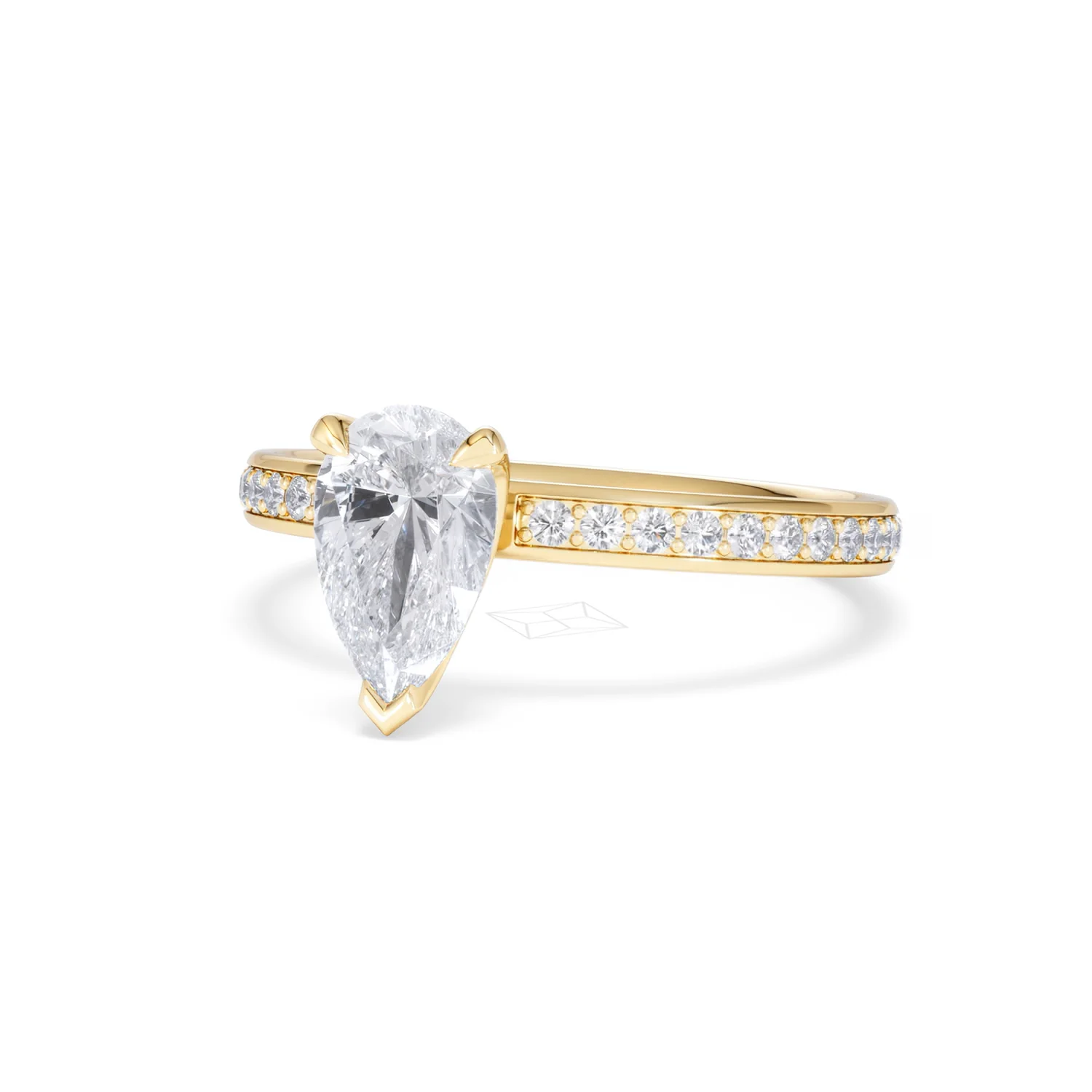 Origin 1.25ct Pear Cut Lab Diamond Solitaire Engagement Ring with Side Stones in 18K Yellow Gold - Image 82