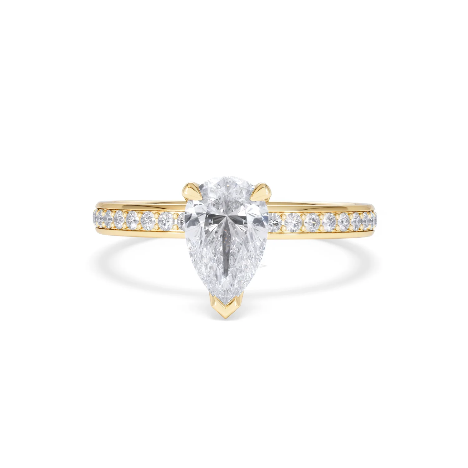 Origin 1.25ct Pear Cut Lab Diamond Solitaire Engagement Ring with Side Stones in 18K Yellow Gold - Image 86