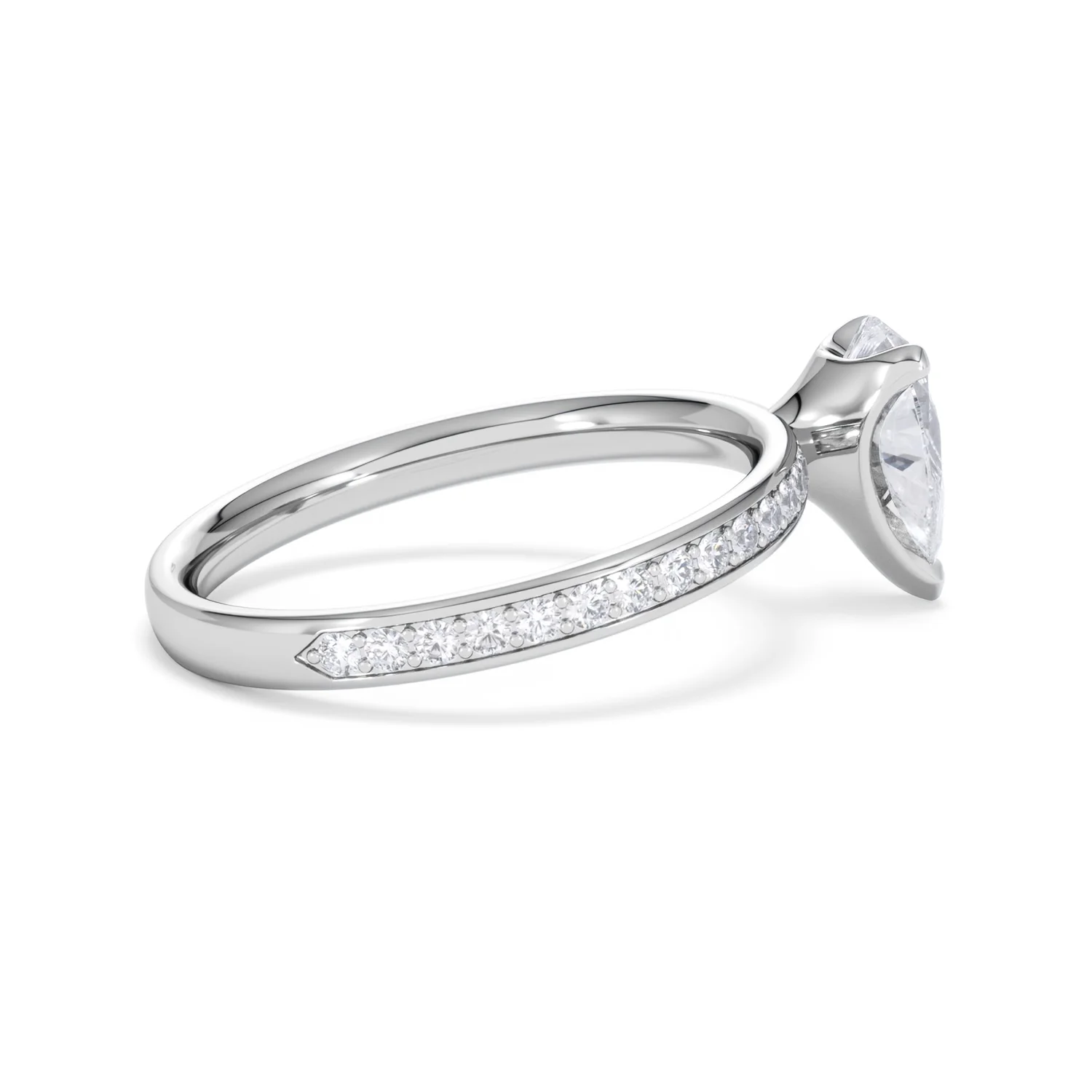 Origin 1.25ct Pear Cut Lab Diamond Solitaire Engagement Ring with Side Stones in Platinum - Image 30