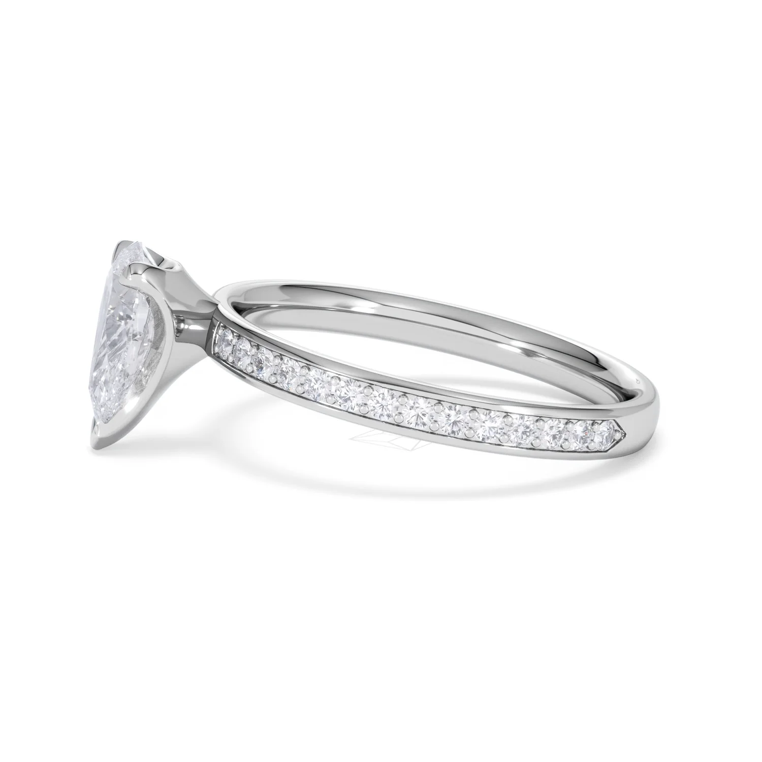Origin 1.25ct Pear Cut Lab Diamond Solitaire Engagement Ring with Side Stones in Platinum - Image 69