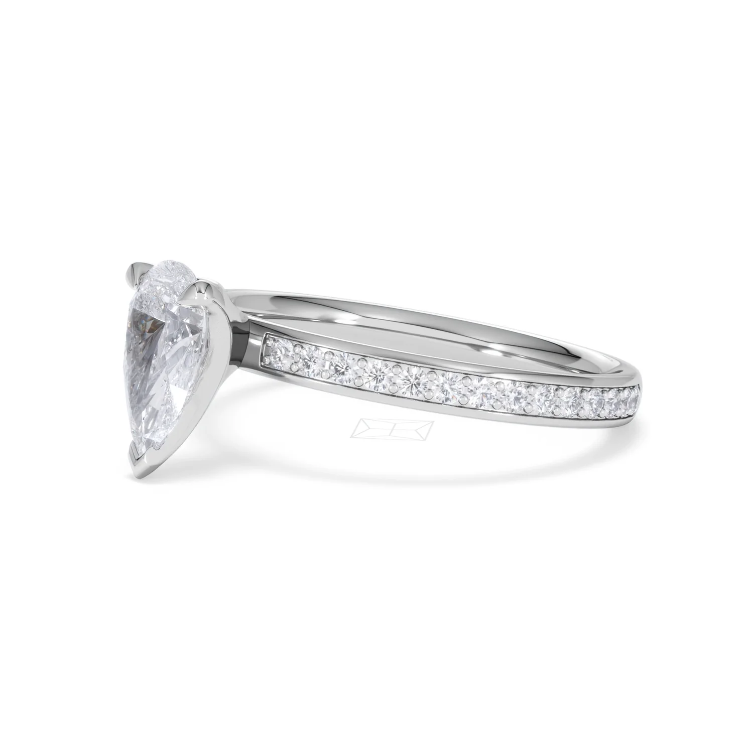 Origin 1.25ct Pear Cut Lab Diamond Solitaire Engagement Ring with Side Stones in Platinum - Image 75