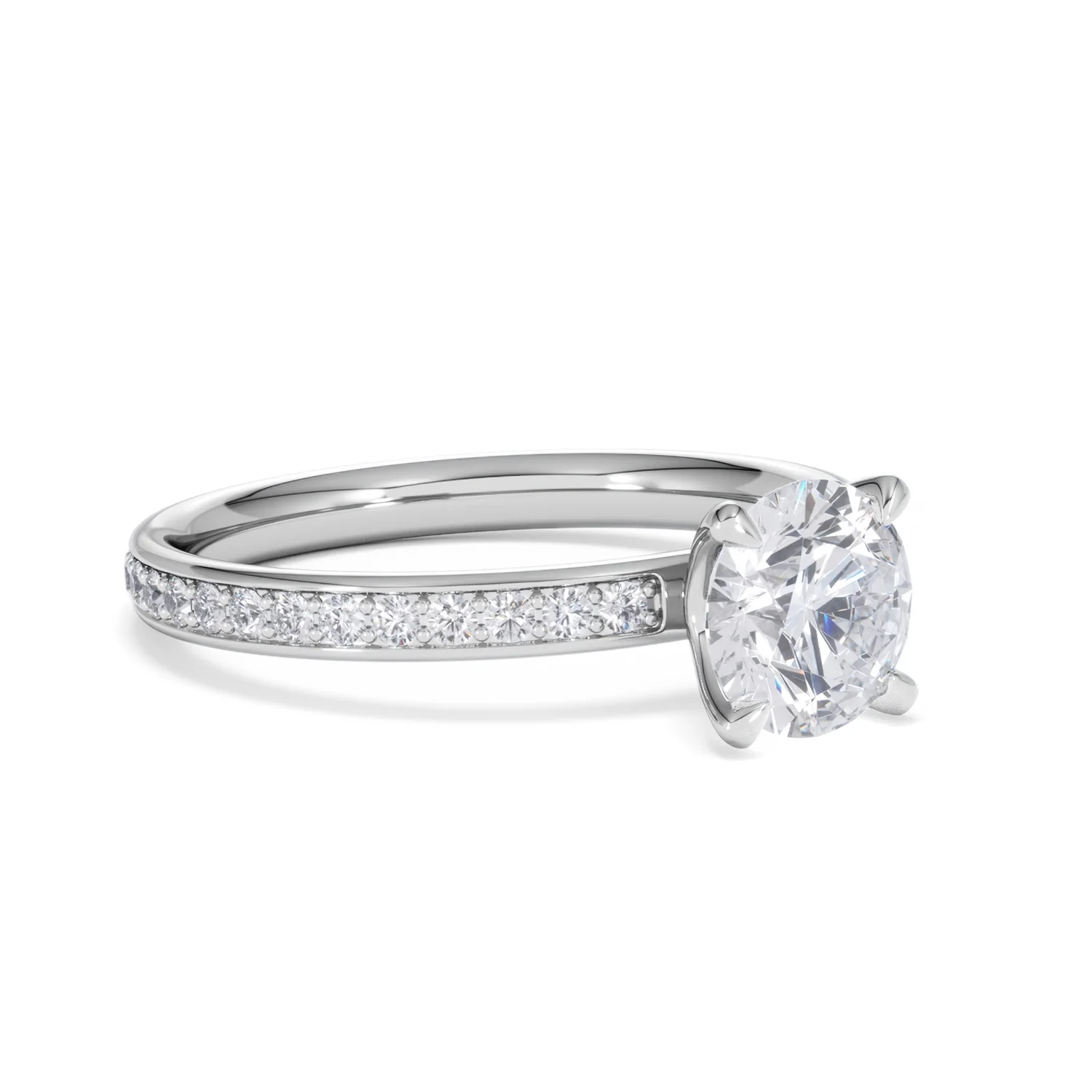 Origin 1.25ct Round Cut Lab Diamond Solitaire Engagement Ring with Side Stones in 18K White Gold - Image 15